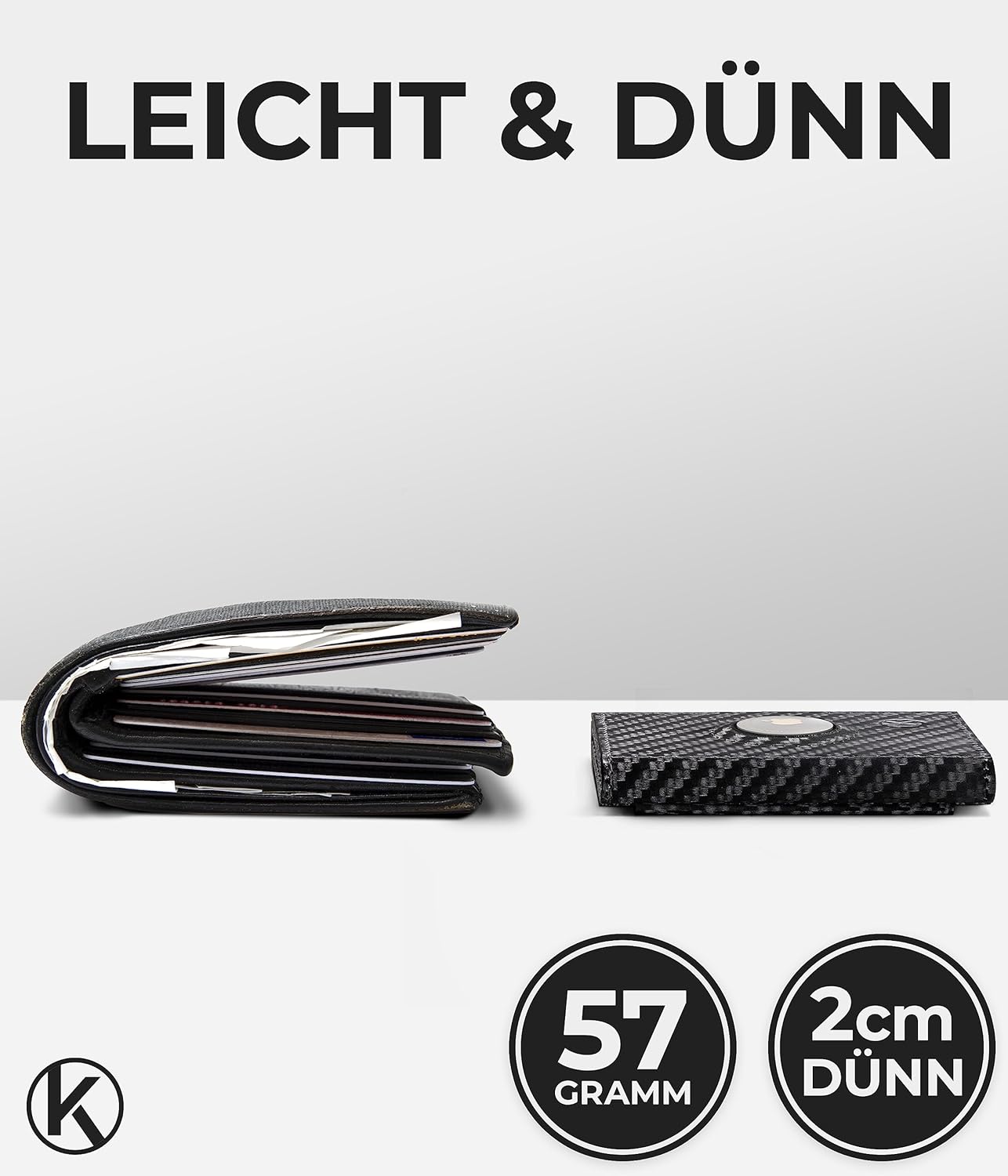 Thumbnail 3 de KORUTA Airtag Wallet 9,5 cm Carbon Schwarz