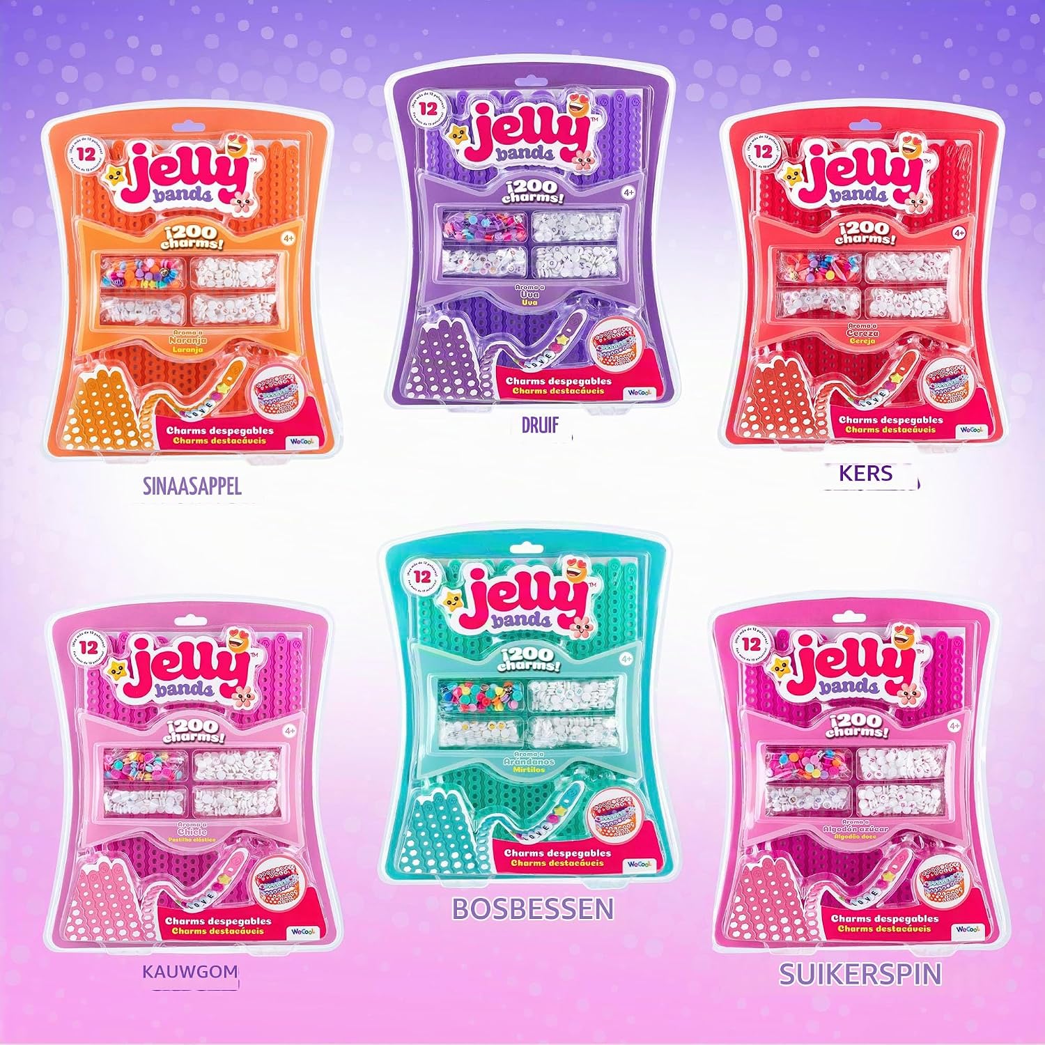 Detalle 1 de Bizak Jelly Bands 63335564-1 armbandenset met bosbessengeur en 3D-bedels