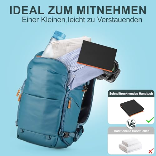 Detalle de Jokisa Fitness Handtuch 2er Set – 120 x 50 cm, Mikrofaser, mit Kapuze und versteckter Reißverschlusstasche