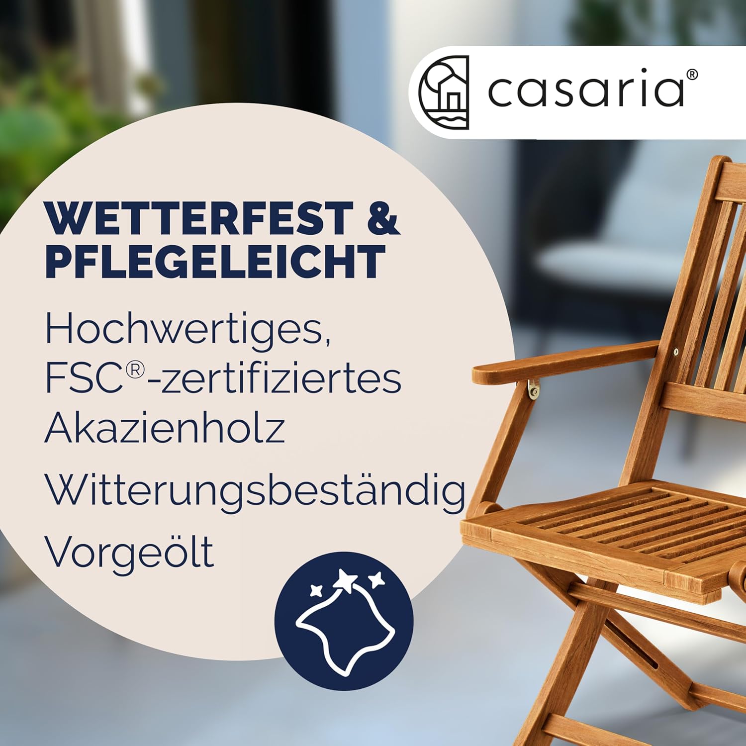 Thumbnail 6 de Casaria Sydney 4er Set Klappbare Gartenstühle aus FSC®-zertifiziertem Akazienholz, Hochlehner