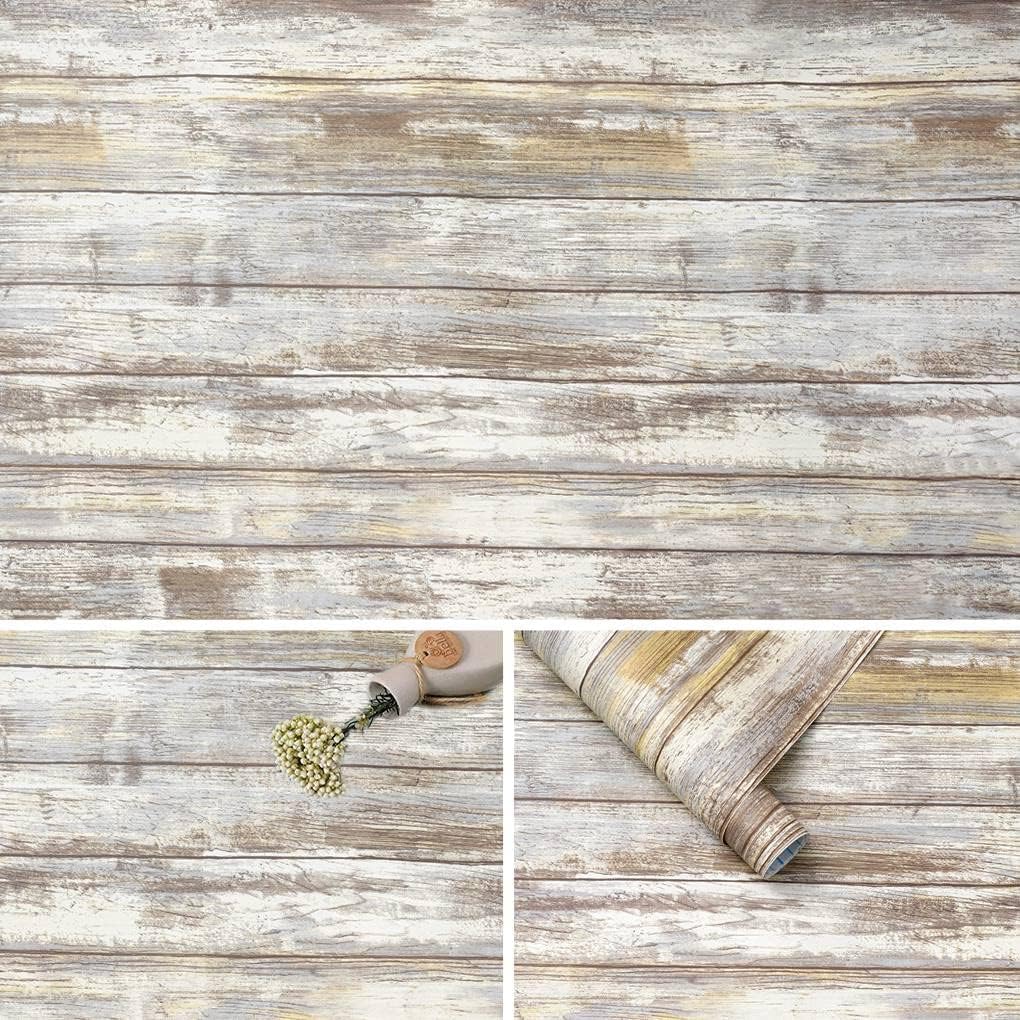 Detalle 2 de Arthome WALL DECOR rustieke meubelfolie in witgrijze houtlook, 44 cm x 6 m