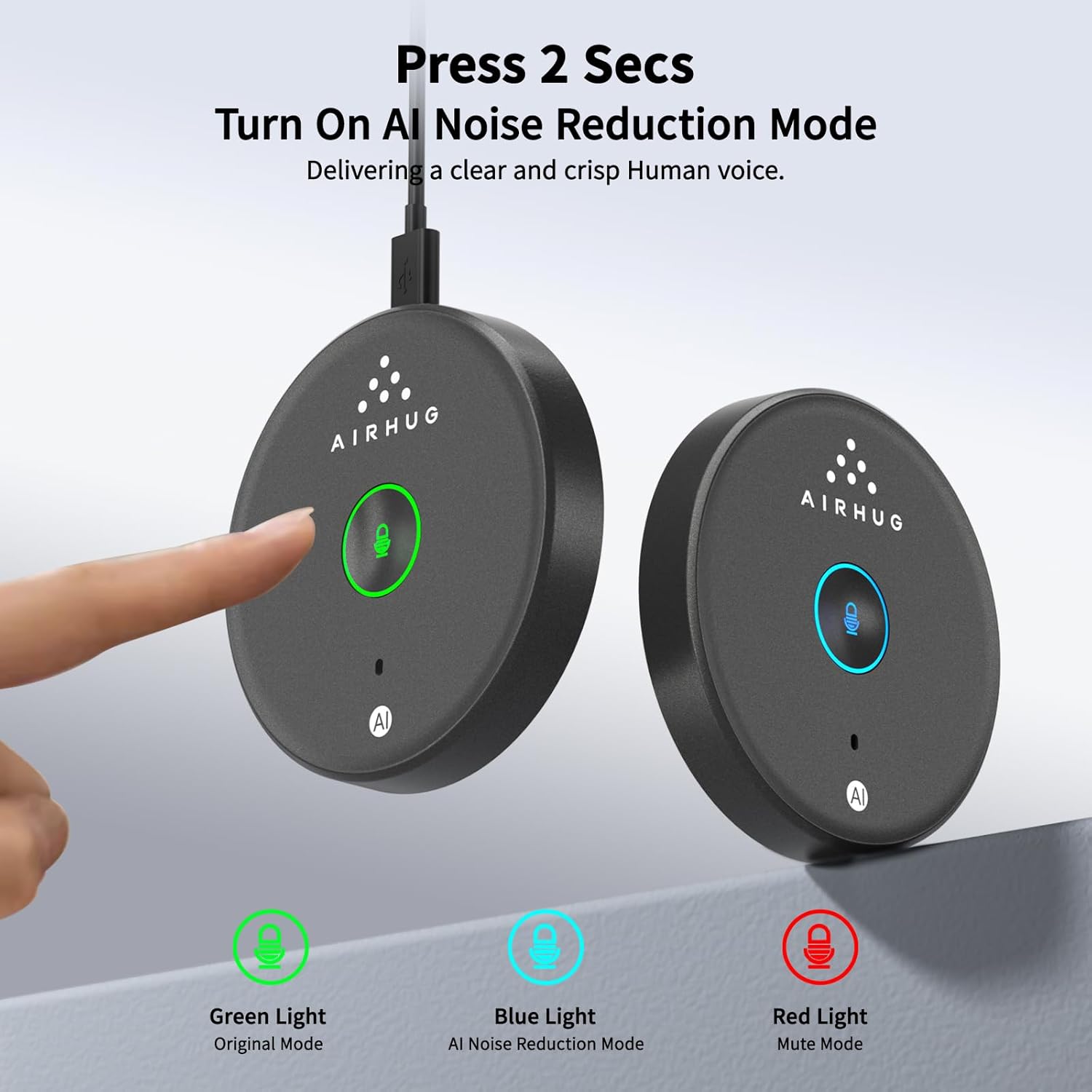 Detalle de AIRHUG USB Microphone Omnidirectional, Plug & Play