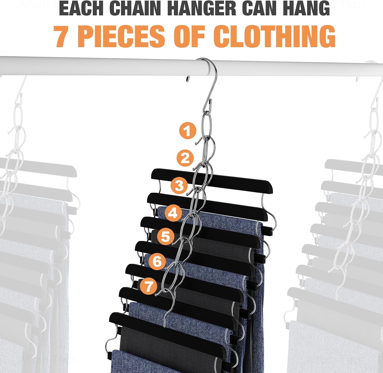 Detalle de NiHome Space Saving Hangers 10-Pack, Metal 7-Loop Foldable Closet Organizers