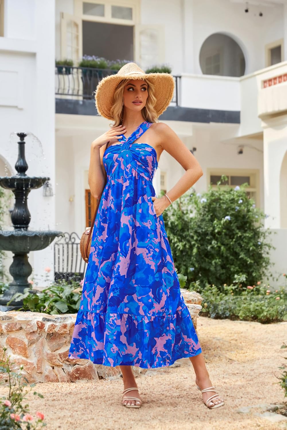 Detalle de Grace Karin Women's Summer Floral Maxi Dress with Pockets