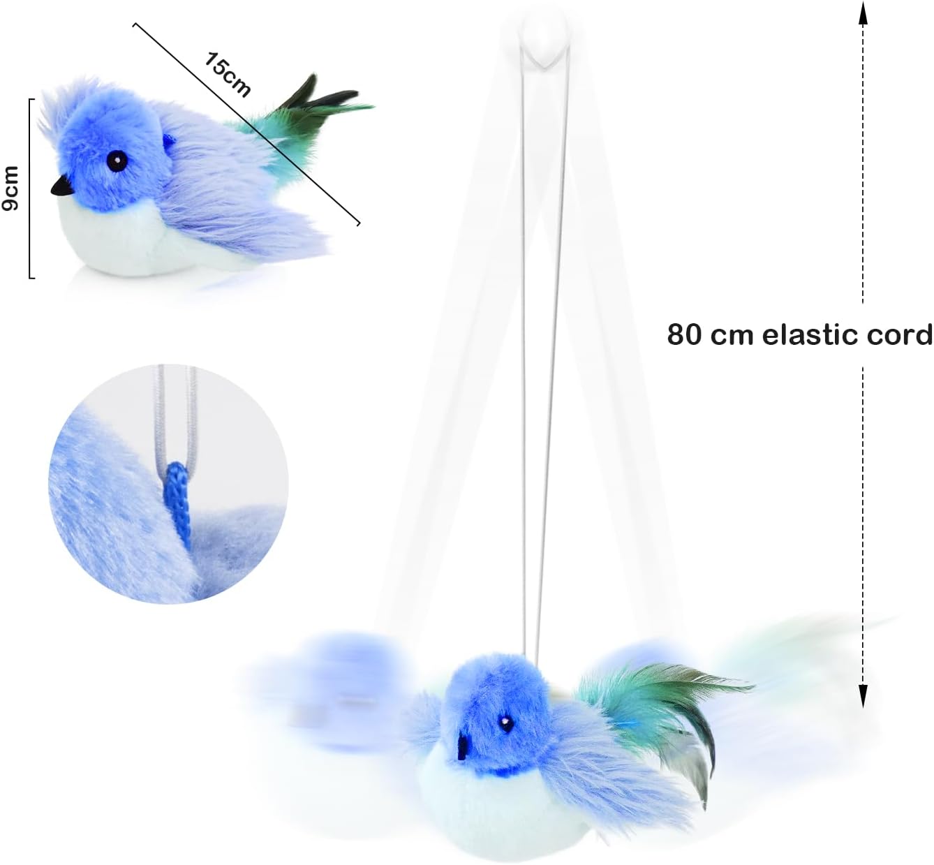 Detalle 2 de Migipaws Cat Toys Interactive Lifelike Flapping Bird with Catnip (clamp-on hanging & USB rechargeable)