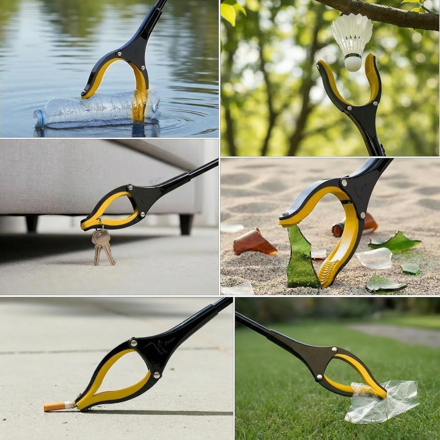 Thumbnail 6 de 91cm Extra Long Grabber Reacher with Magnetic Tip – Foldable, 360° Rotating Jaw, Yellow/Black