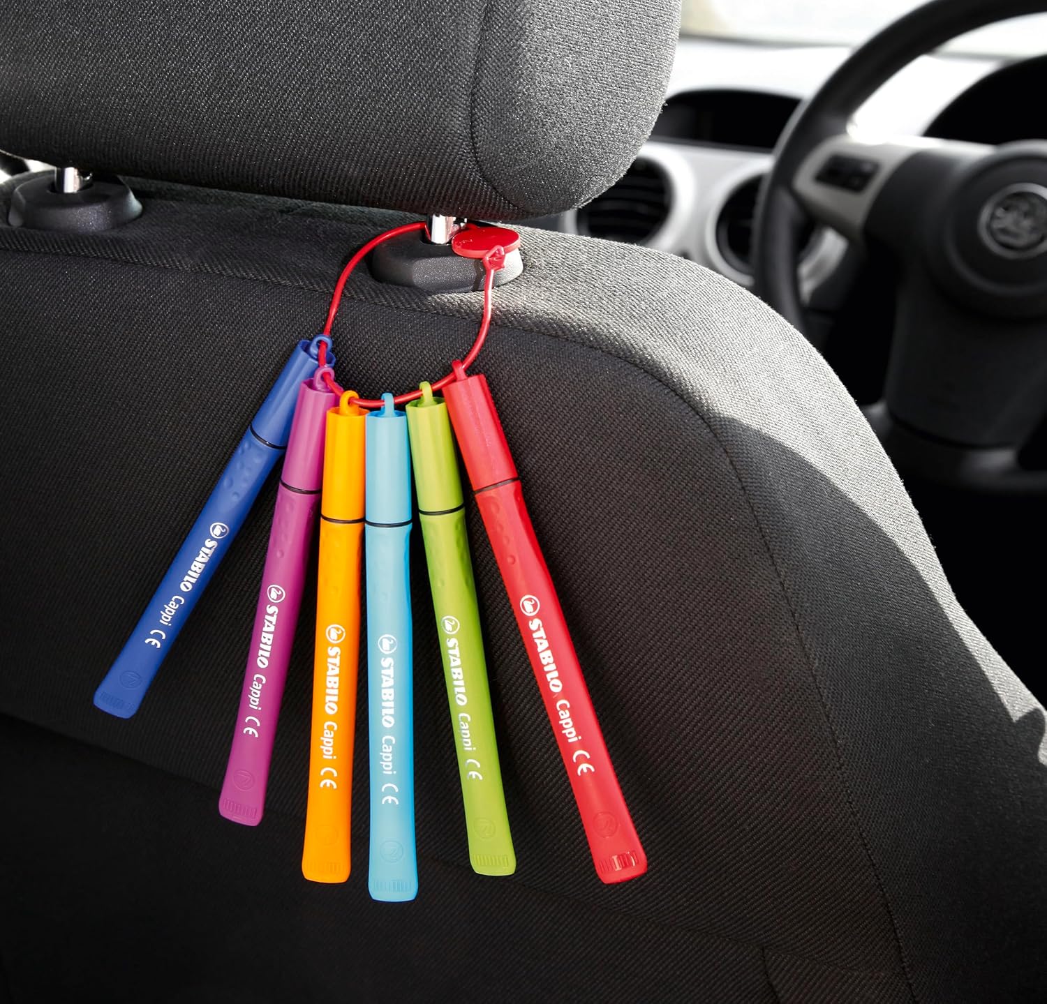 Detalle de STABILO Cappi Filzstift 24er Pack – Kappenring, Dreikant-Griff & auswaschbare Tinte