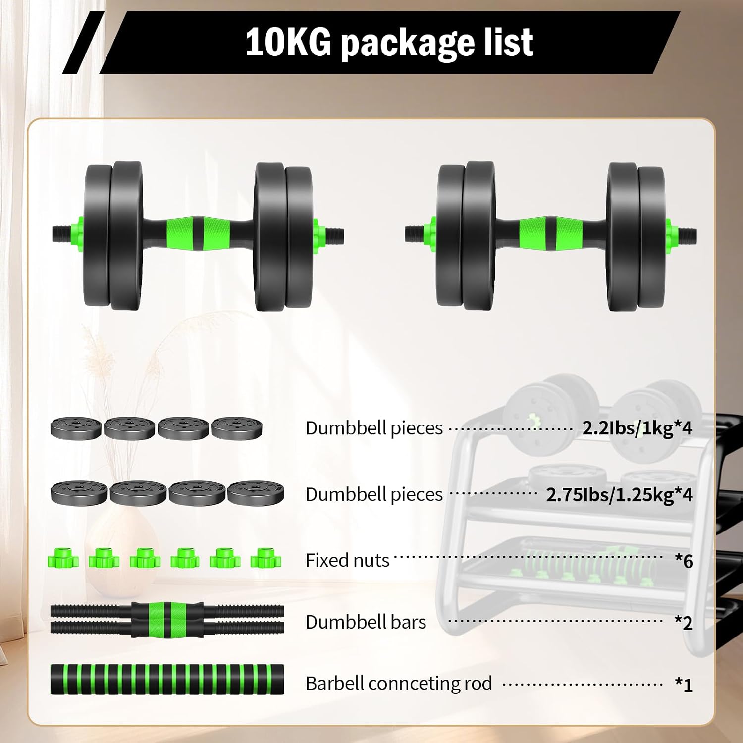 Detalle 1 de BCBIG Hanteln-Set 10/15 kg 2 in 1 ⌚💪