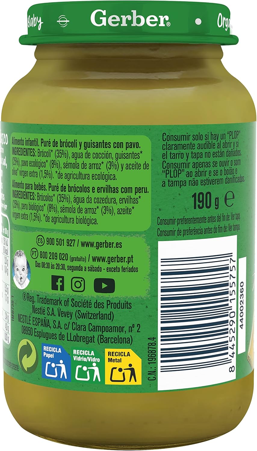 Thumbnail 4 de Gerber Organic Tarritos de Pavo, Brócoli y Guisantes, 6x190g 🥦