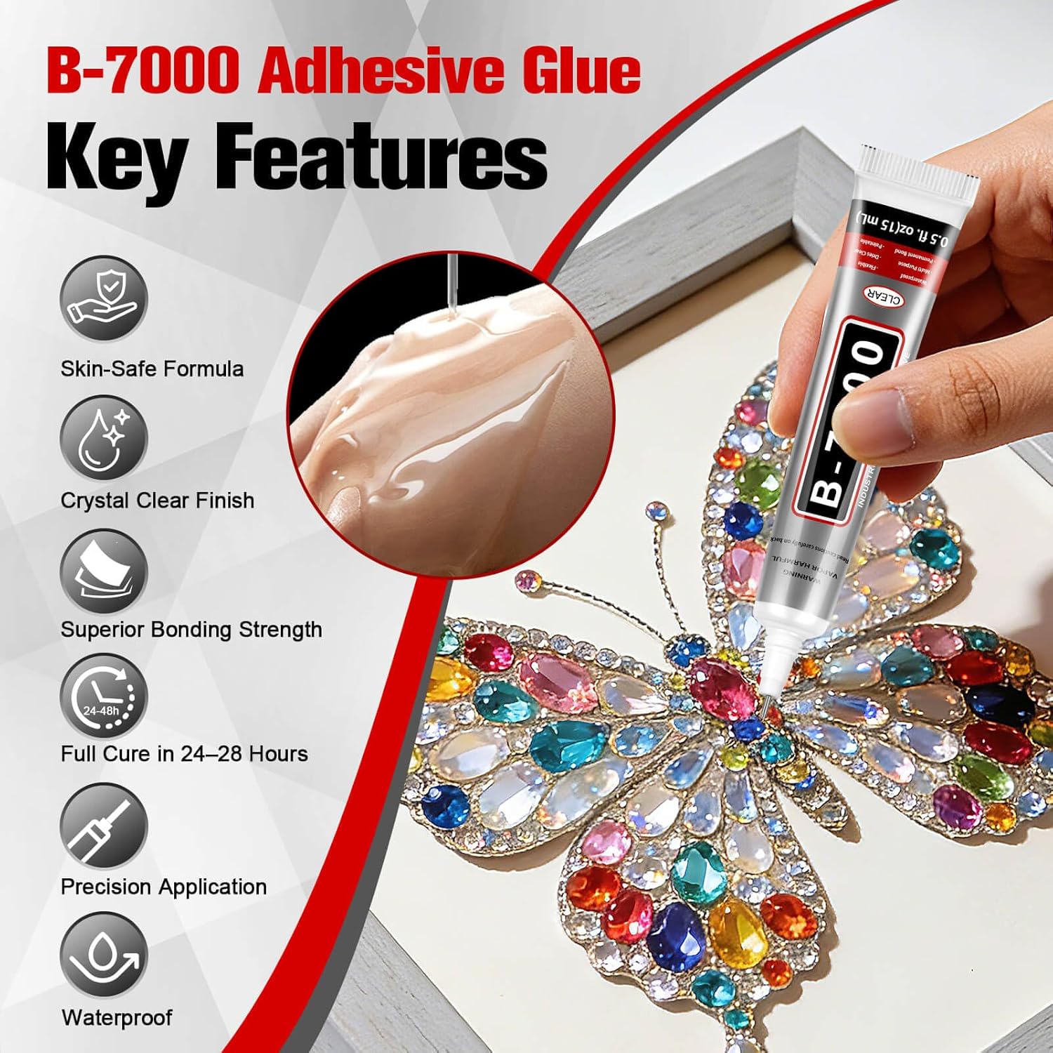 Thumbnail 1 de Clear B7000 Glue (10 x 15ml) with Precision Tip for Rhinestones, Nail Art & Crafts