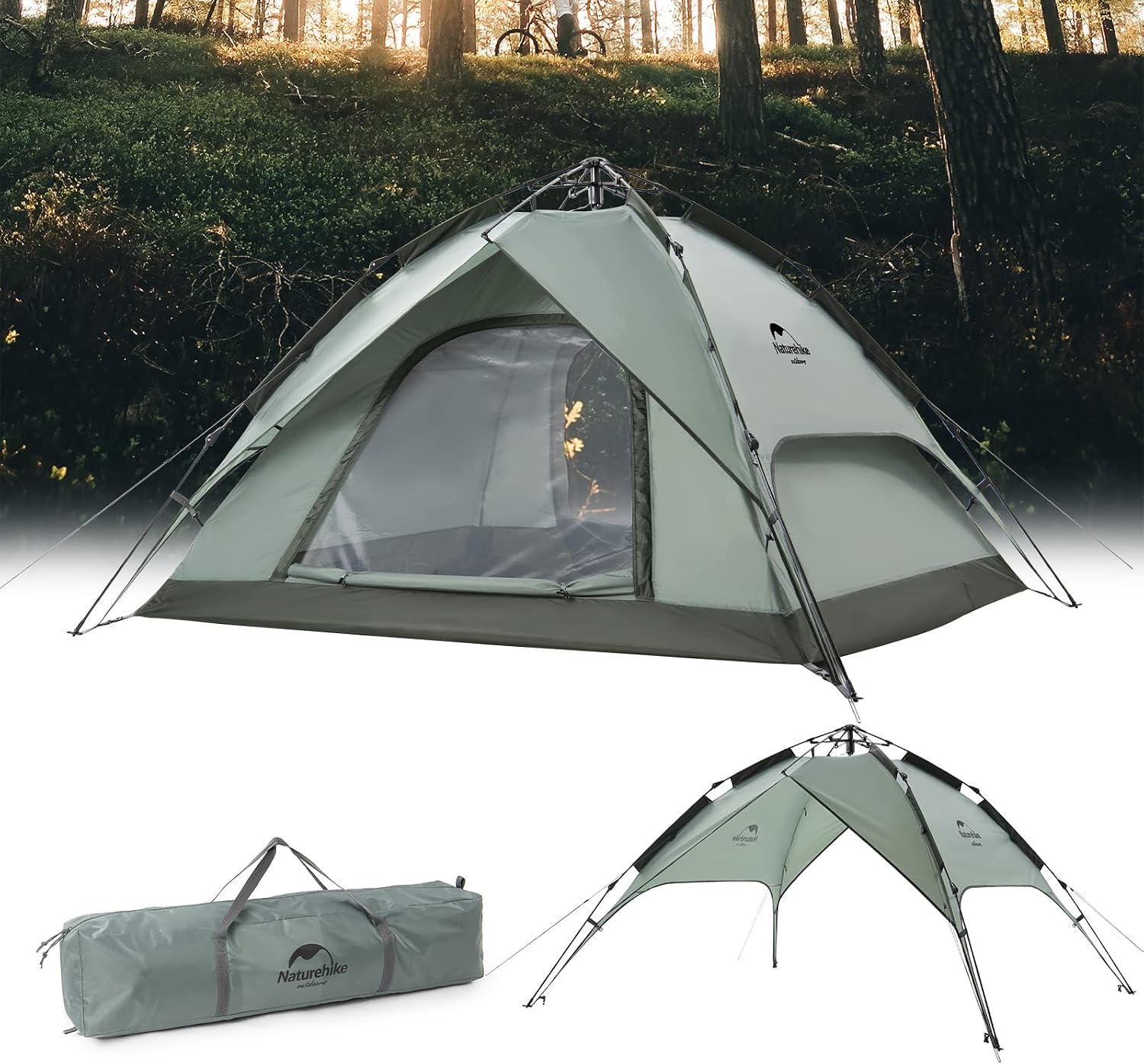 Detalle de Naturehike 3 People Pop-up Camping Tent: pop-uptent voor 3 personen, waterdicht