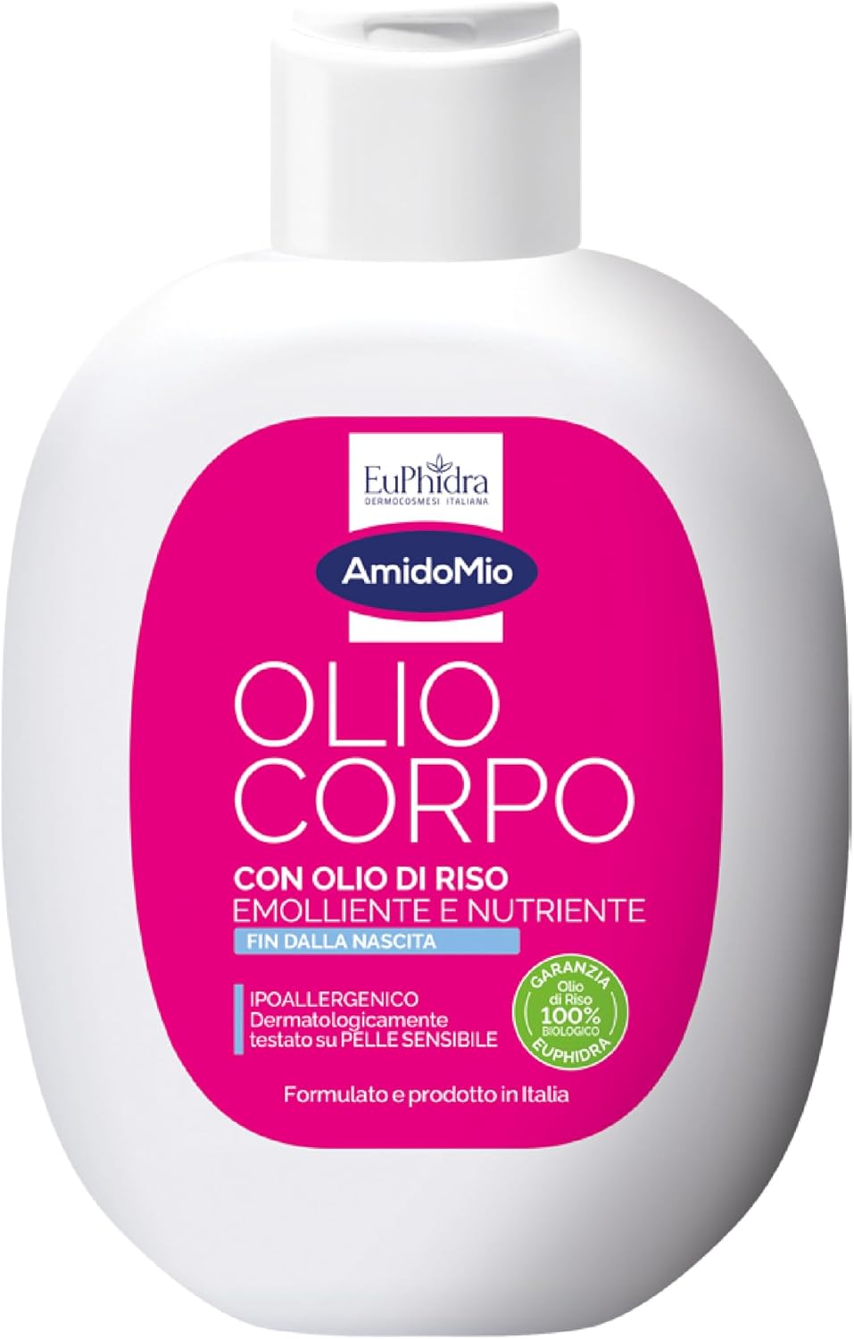 Detalle de Euphidra AmidoMio Olio Corpo 200 ml – Detersione leggera e idratante per neonati e adulti