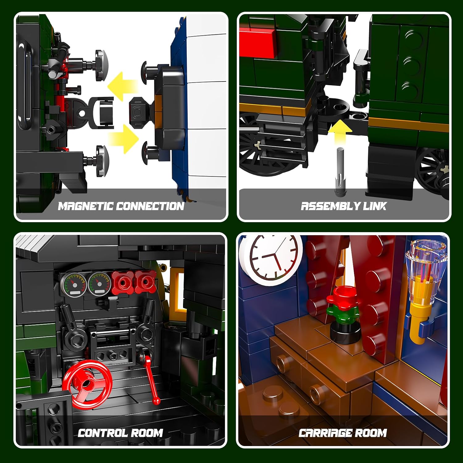 Detalle 2 de Mould King WX12025 Orient Express-stoomlocomotief met ledverlichting en bediening