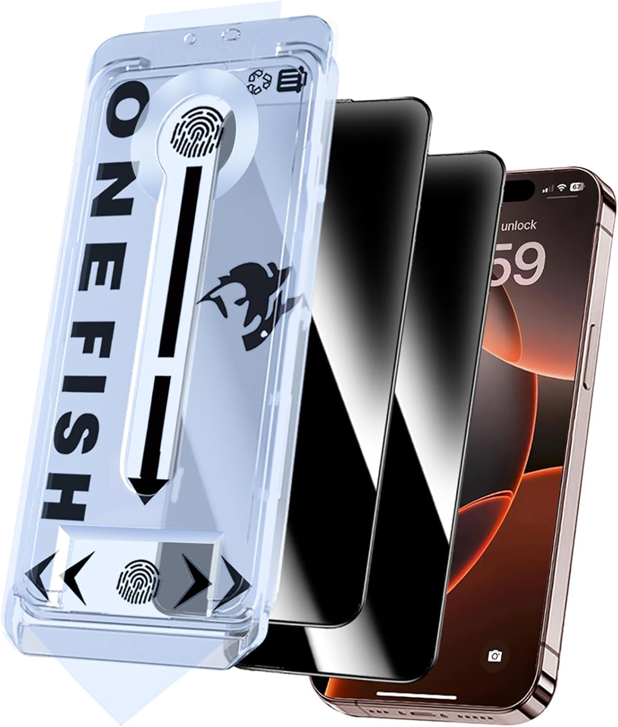 Thumbnail 6 de OneFish Privacy Screen Protector for iPhone 17 Pro Max (6.9 Inch) with Airbag Edge Protection – 2 Pack