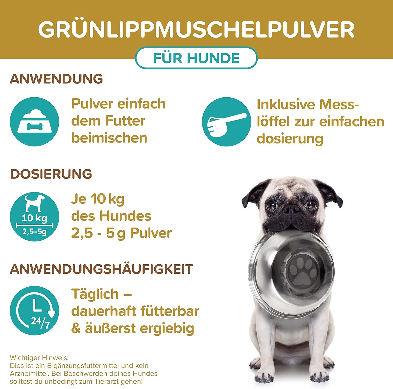 Detalle de Natureflow Grünlippmuschel Hund 250 g Pulver
