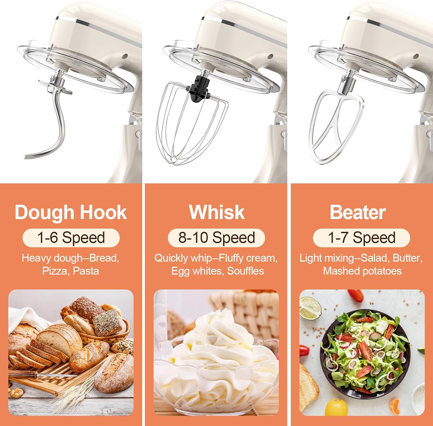Detalle de CEBORY 3-IN-1 Stand Mixer 6.5QT 🍞