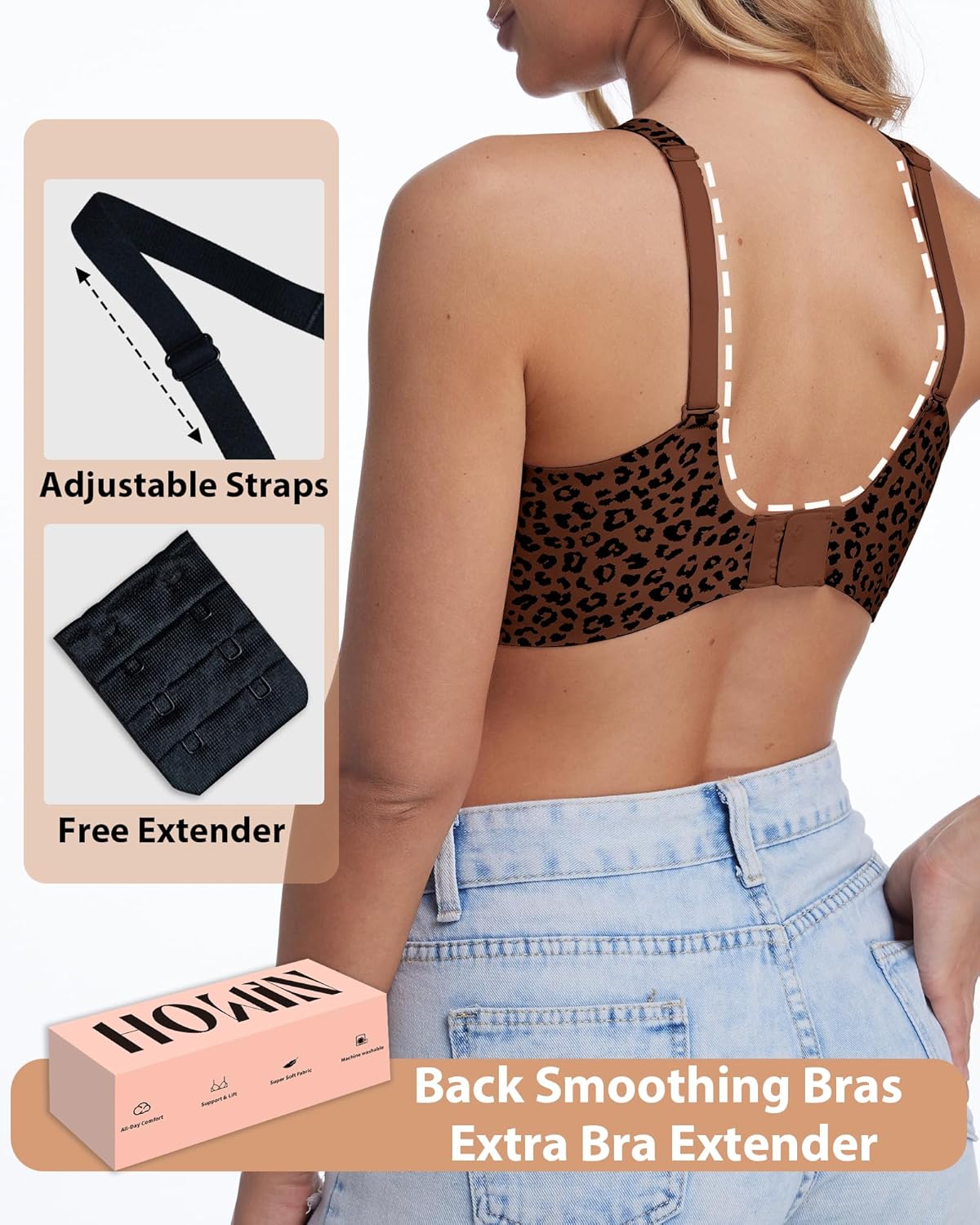 Detalle de HOWIN Jelly Deep V Wireless Push Up Bra (No Underwire, Seamless Full Coverage)