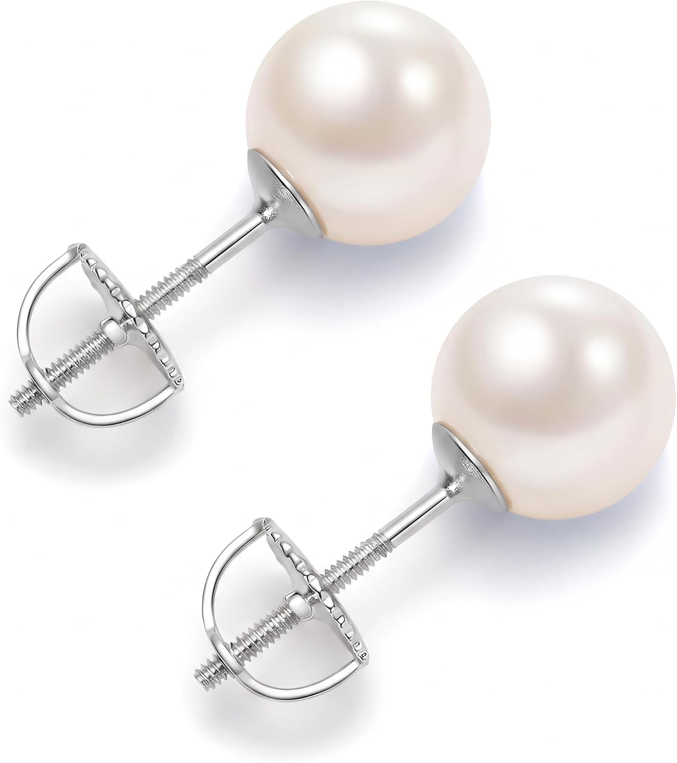 Detalle de Pearl Stud Earrings, 925 Sterling Silver