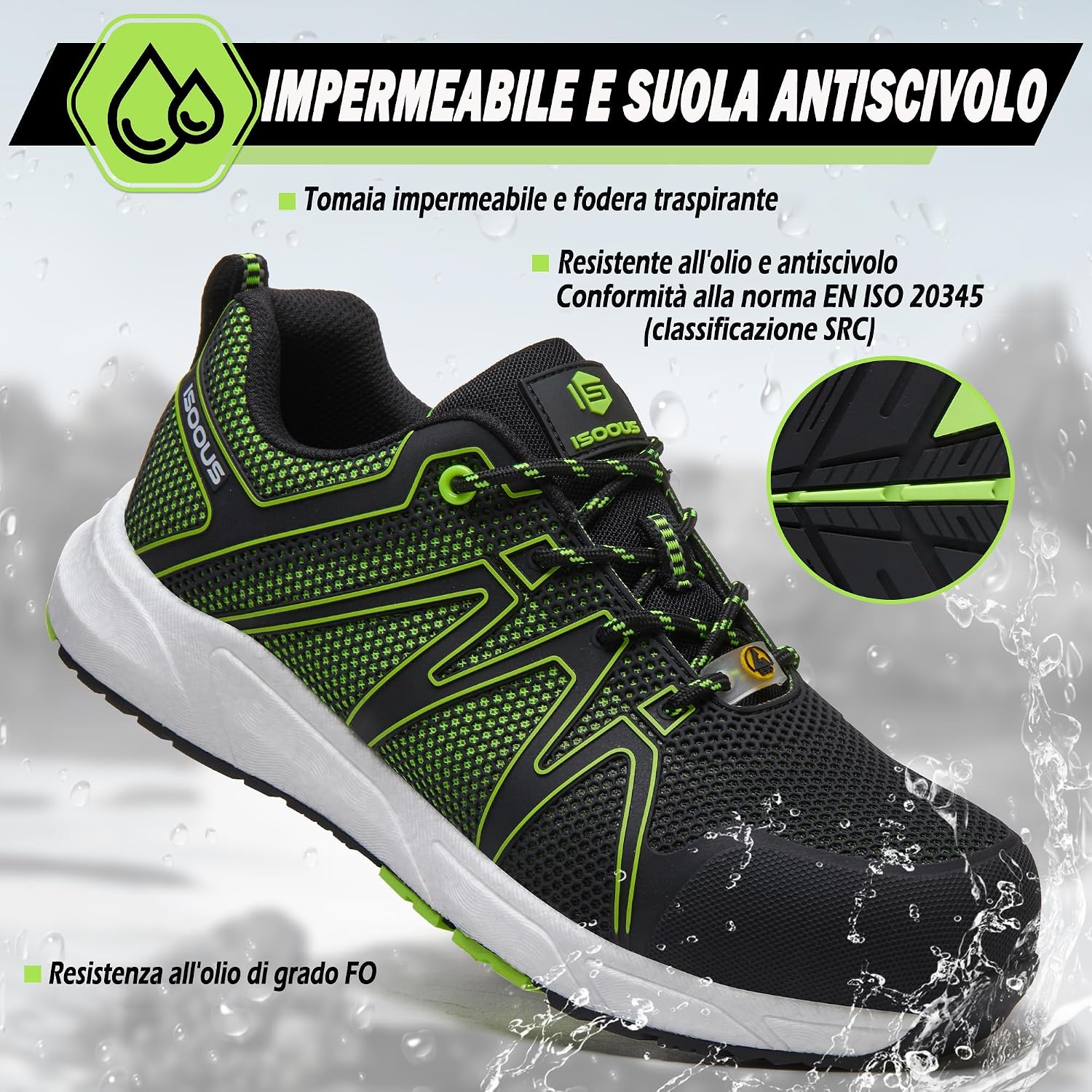 Detalle de Scarpe Antinfortunistiche da Uomo/Donna S3 ESD SRC FO Impermeabili - Leggere e Sicure