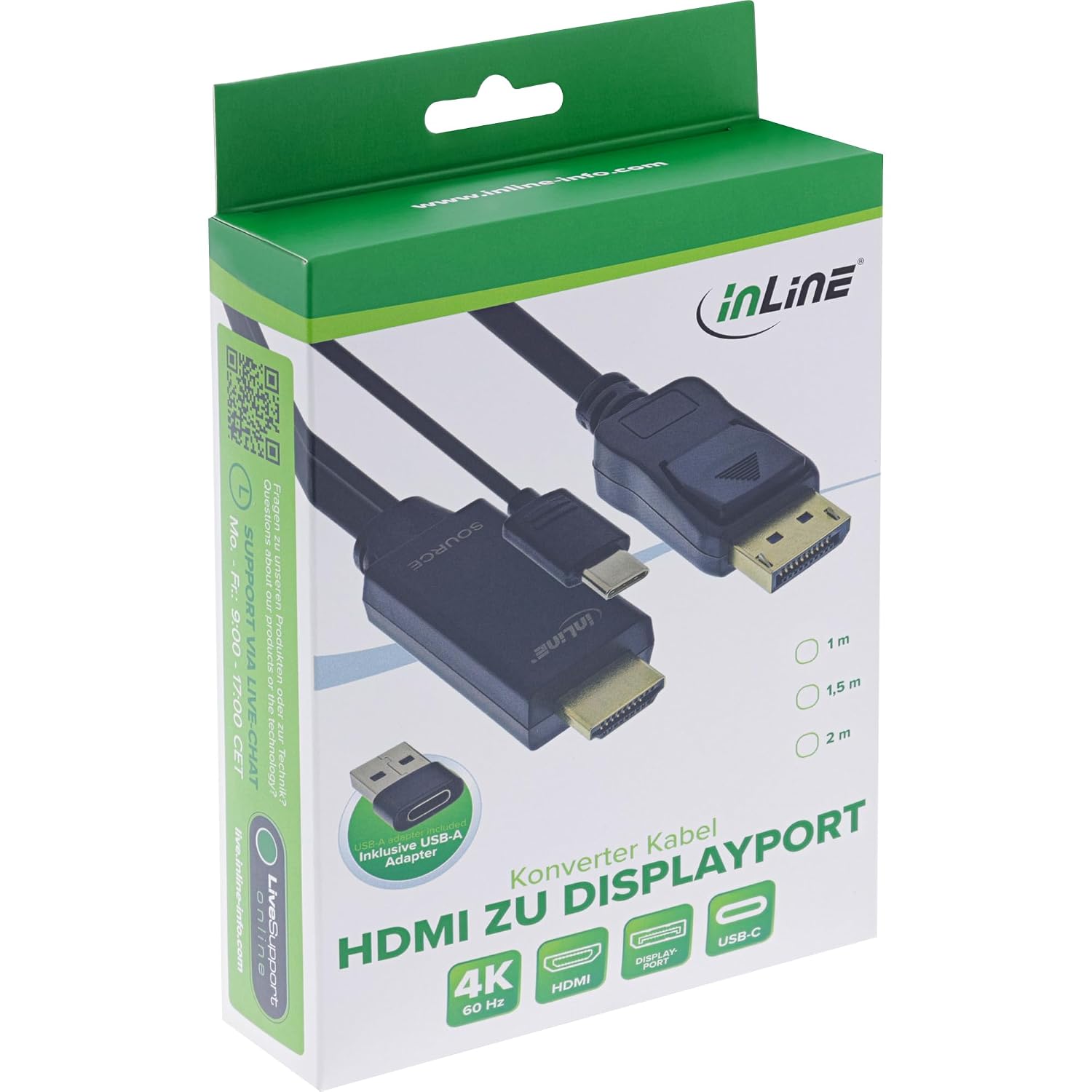 Detalle 2 de InLine 17164I aktywny kabel HDMI–DisplayPort 4K 60 Hz, 1,5 m