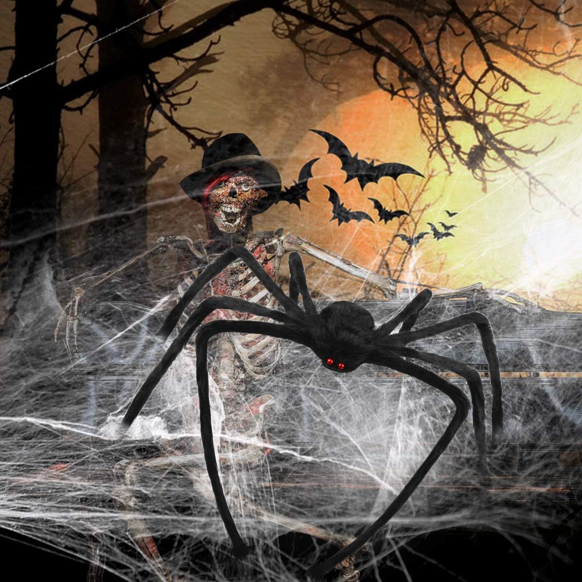 Detalle 2 de Libay Libay-15 Giant Halloween Spider, 79-Inch Black Hairy Decor