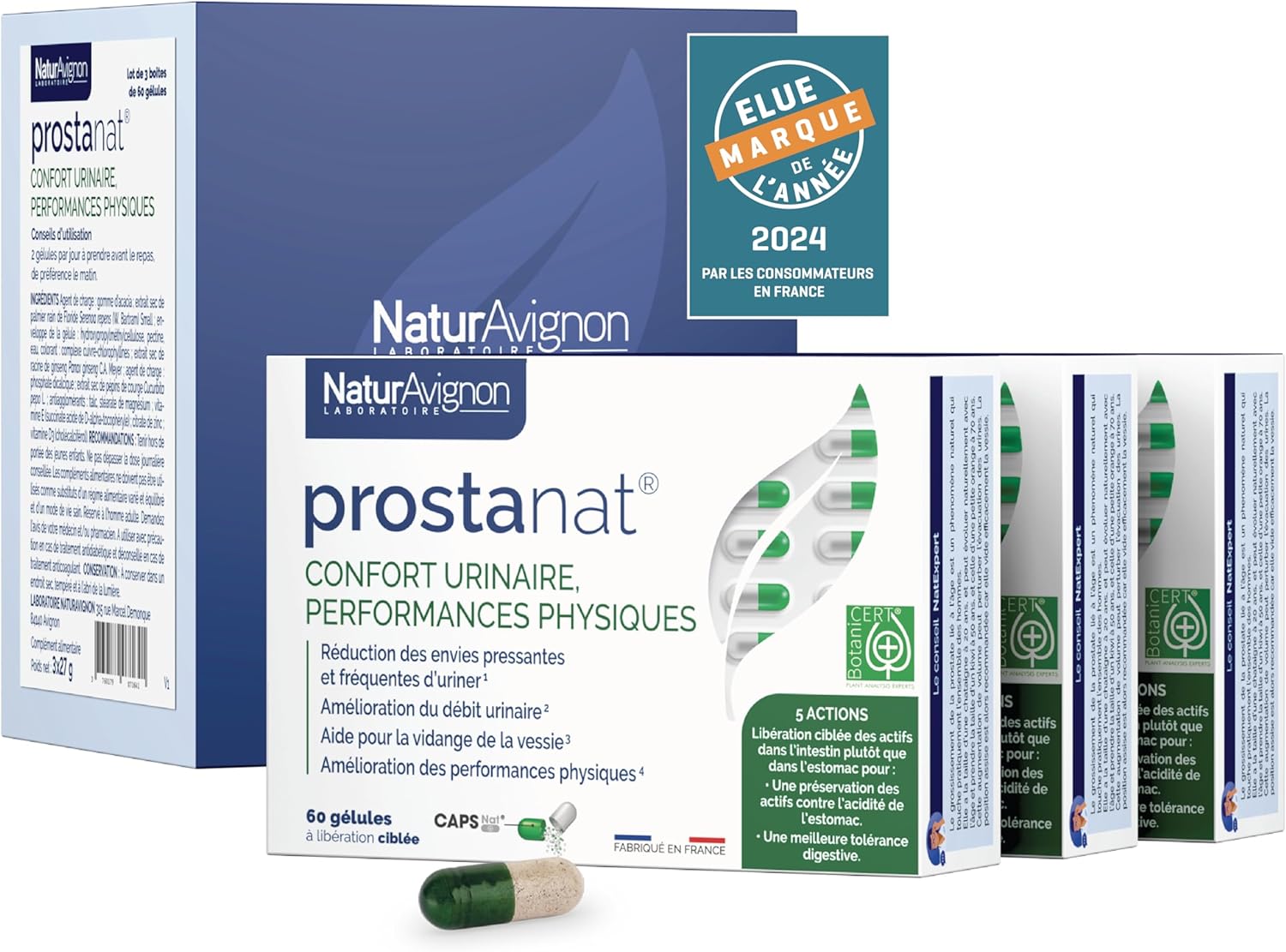 Detalle de NaturAvignon Prostanat – Complément alimentaire pour confort urinaire masculin et performances physiques