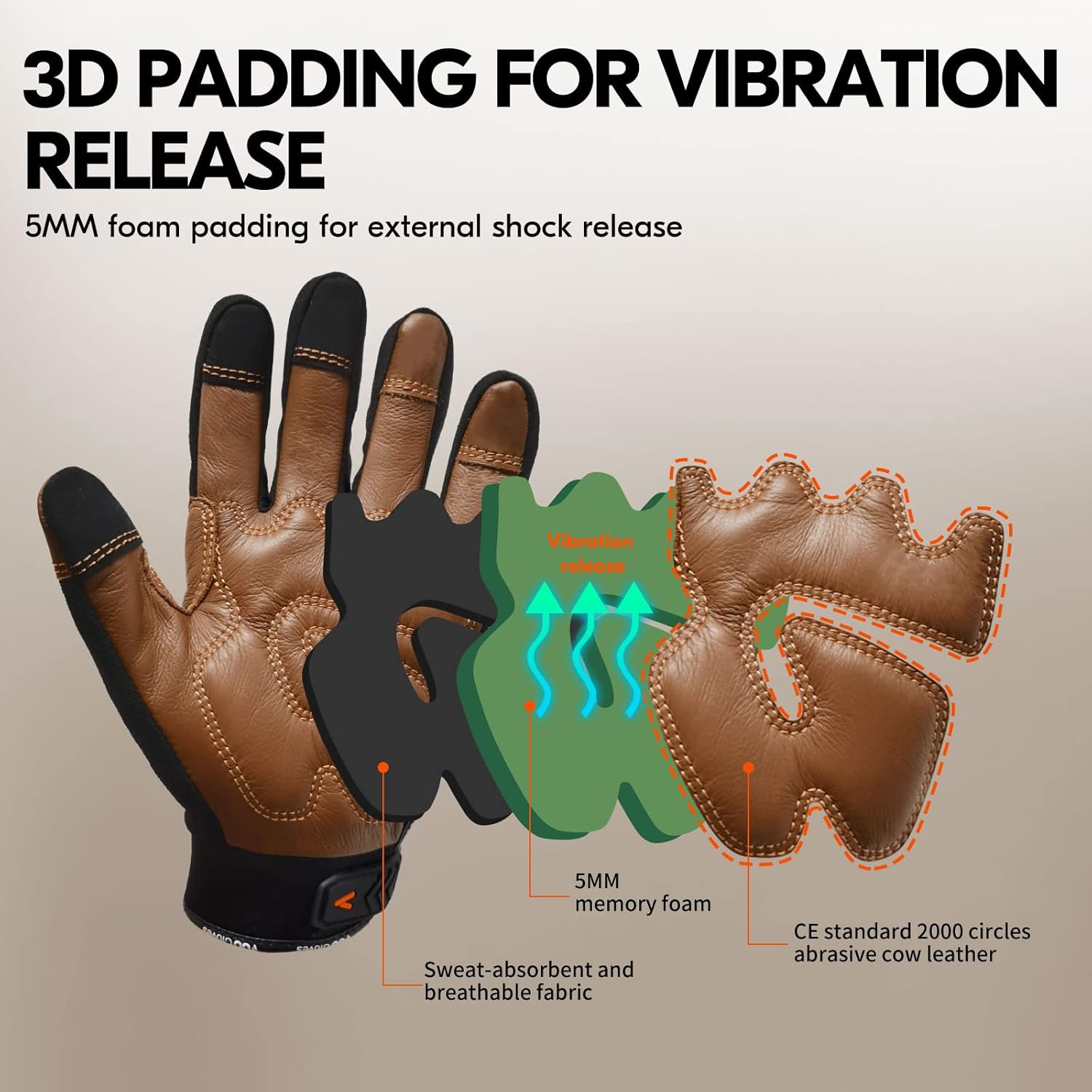 Detalle de Vgo... paire de gants de travail sécurité anti-vibrations pour mécanicien, multi-usages (taille XL)