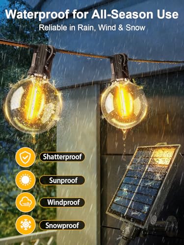 Detalle de ARKOCHIC guirnalda de luces exterior solar 7.5 m con 10+1 bombillas G40 LED y USB-C