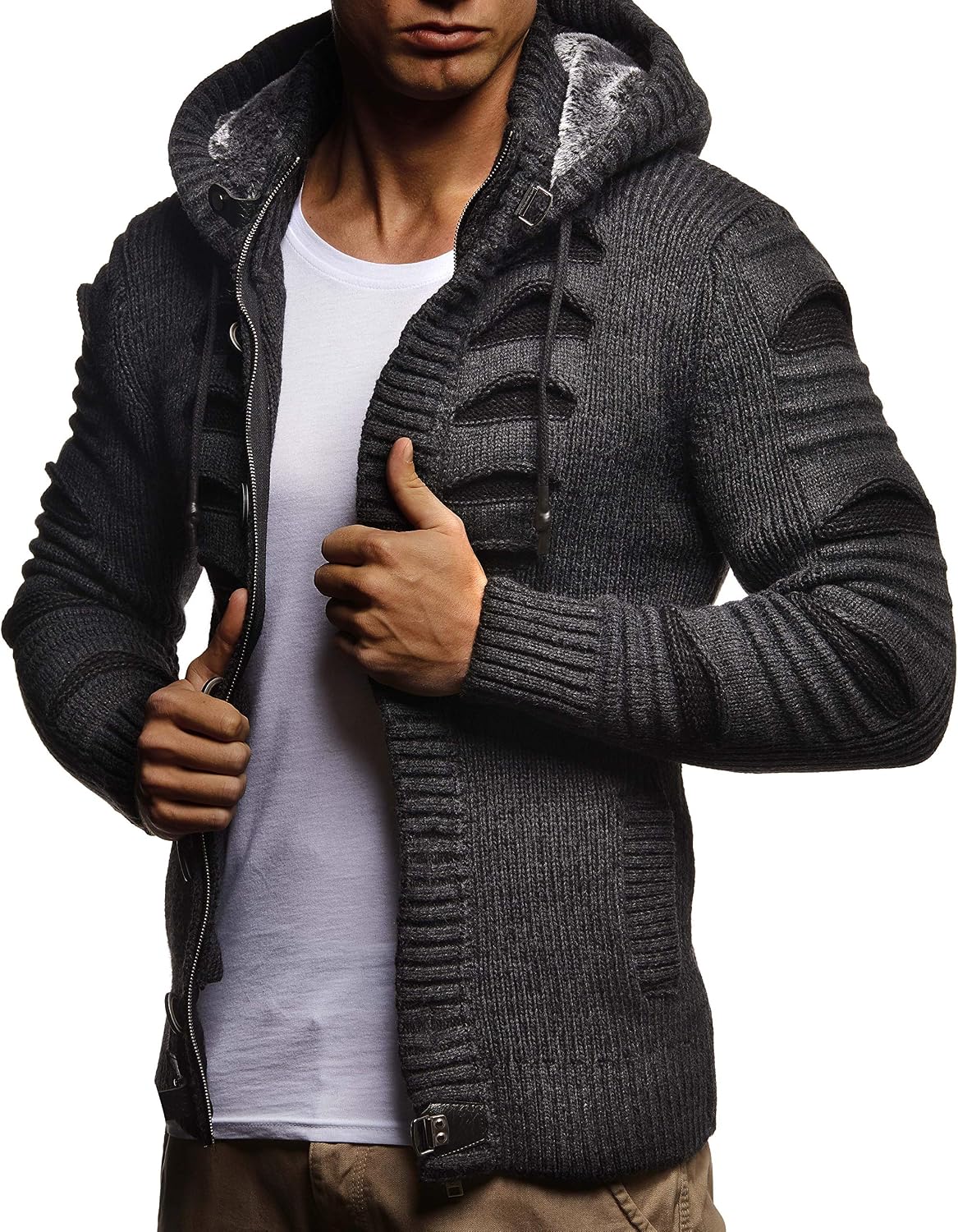 Thumbnail 4 de Leif Nelson Strickjacke Herren Kapuze