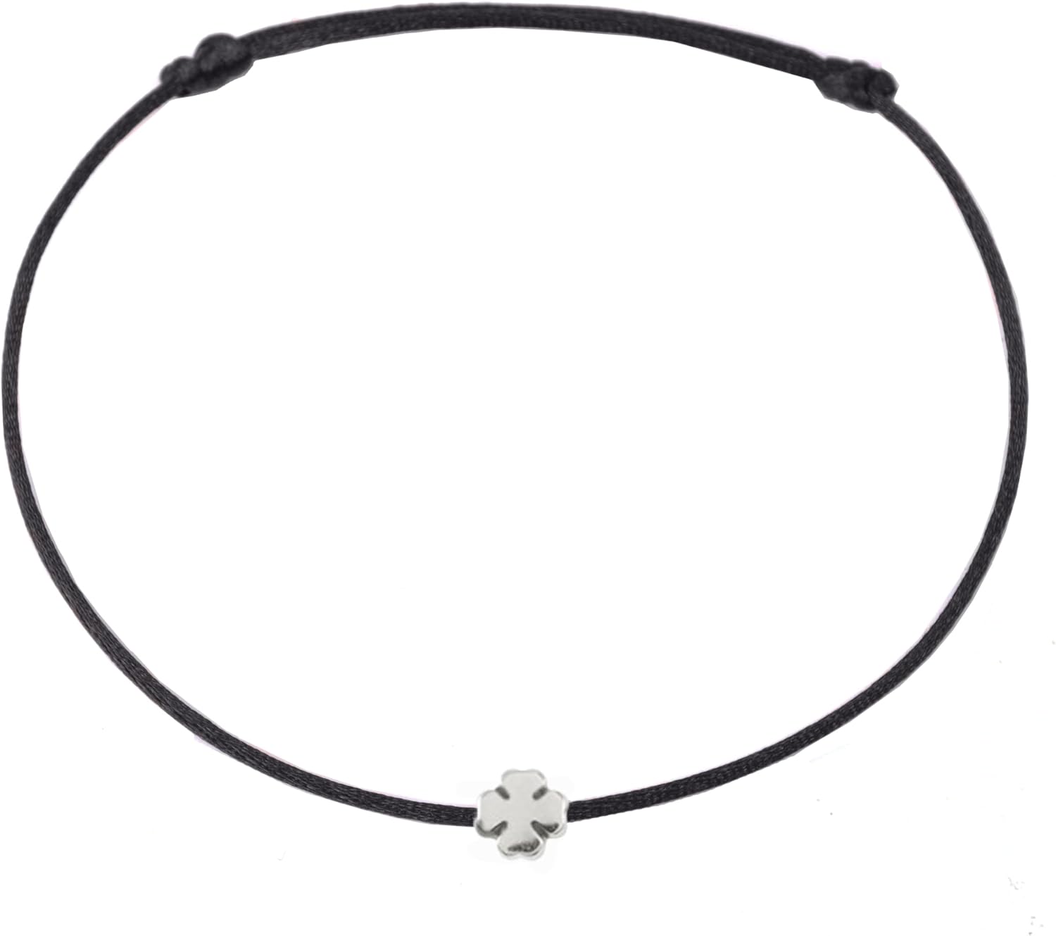 Detalle 2 de Selfmade Jewelry Fußkettchen Kleeblatt Silber – Grössenverstellbares Glücksbringer Fußbändchen