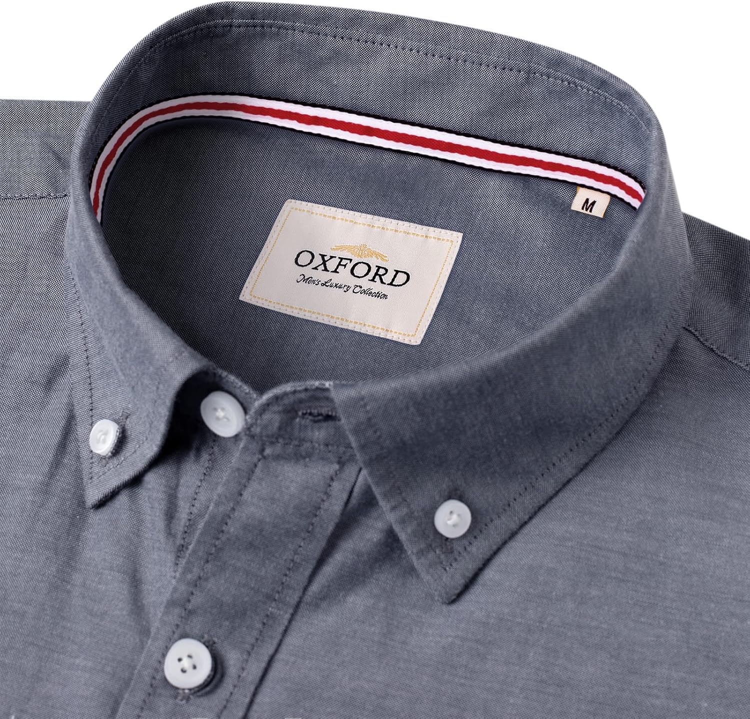 Detalle de Alimens & Gentle Men's Solid Oxford Shirt | Long Sleeve Dress Shirt with Pocket