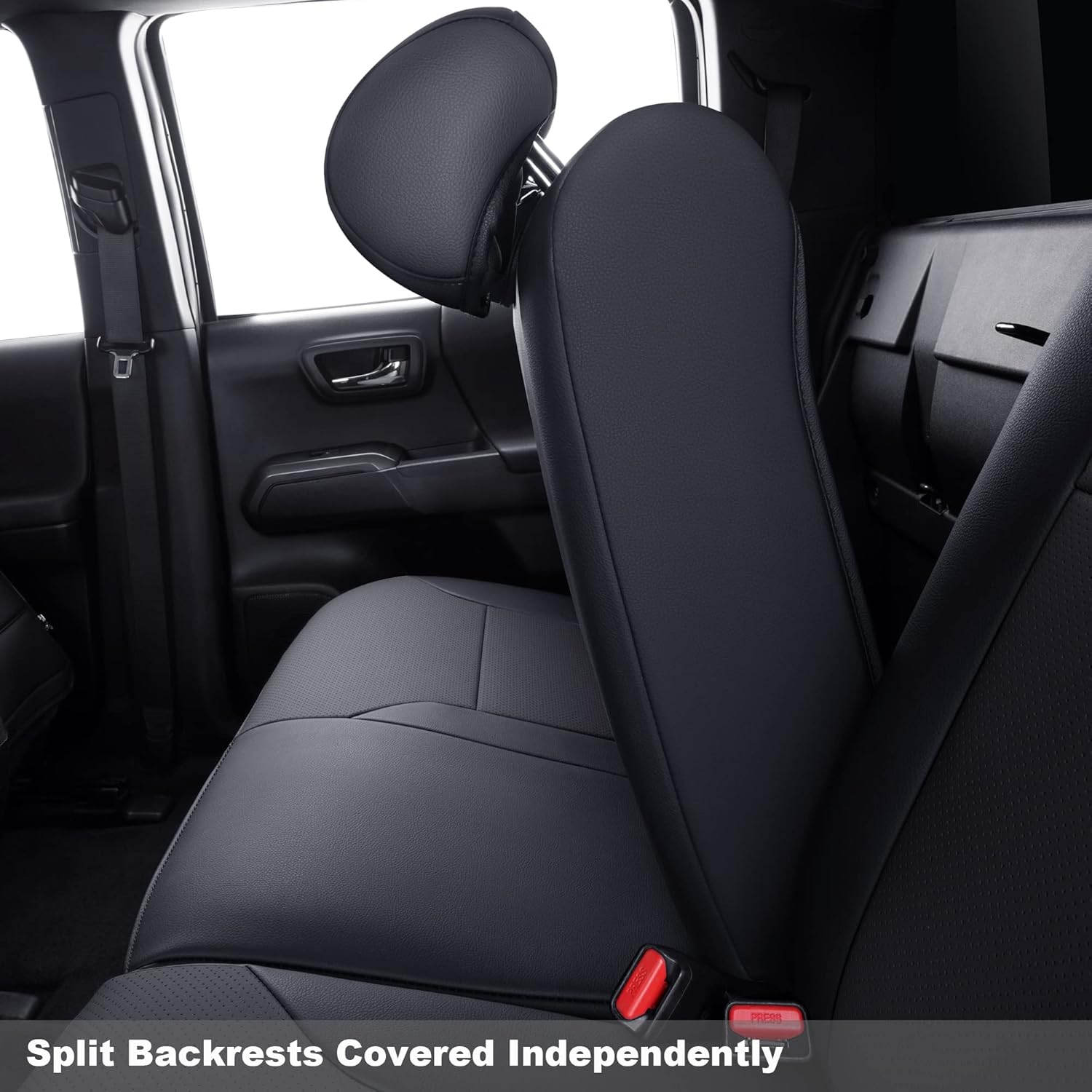 Thumbnail 5 de LUCKYMAN CLUB Tacoma Custom Fit Seat Covers (2016–2023 Crew Cab, Faux Leather Black)