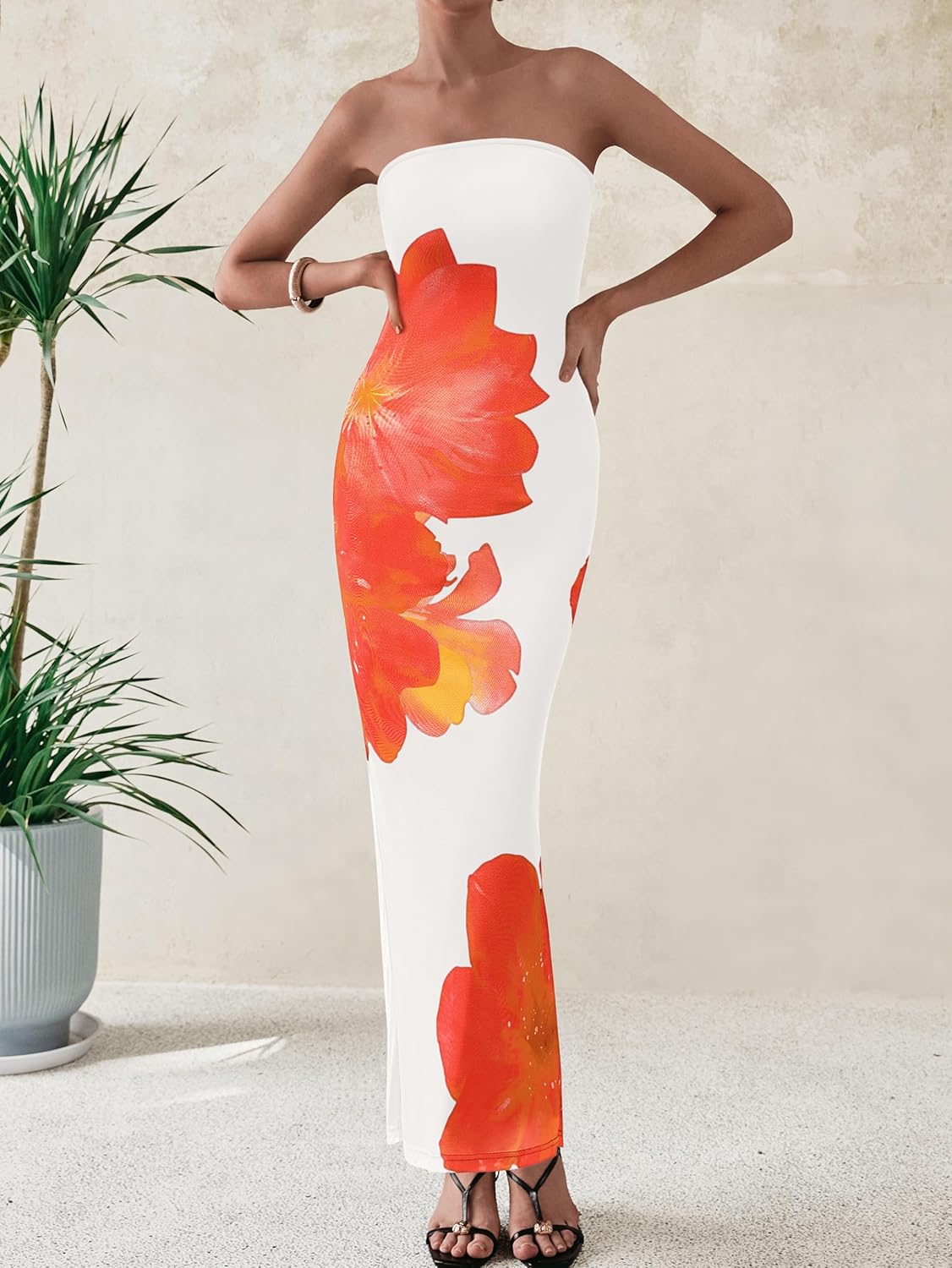 Thumbnail 2 de PrettyGarden Women Summer Strapless Maxi Dress: Floral Bodycon Dress for Weddings & Events
