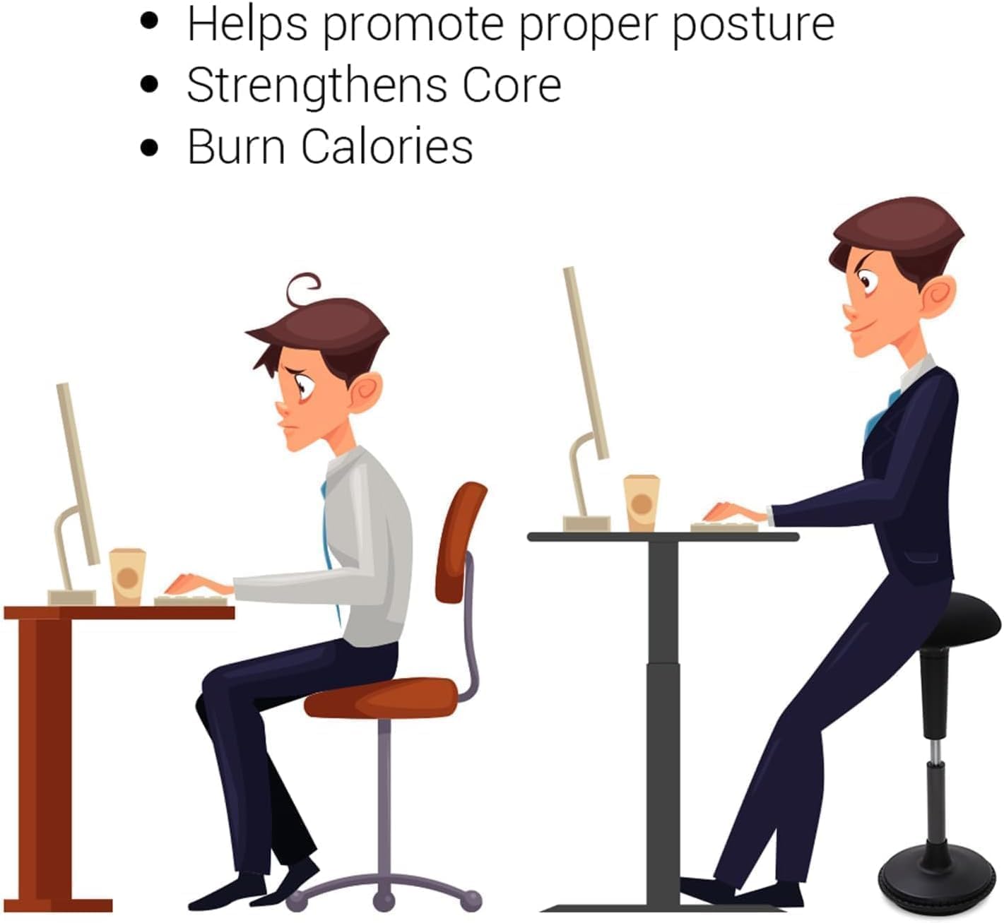Detalle de FLEXISPOT Ergonomic Desk Stool for Standing Desk – Height Adjustable Active Sitting Stool, 360° Swivel, Black