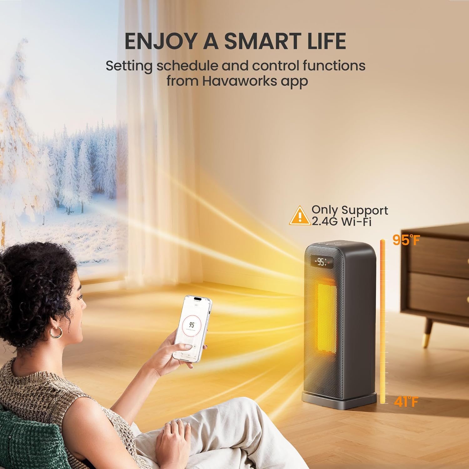 Thumbnail 2 de FLANUR 1500W electric space heater with WiFi