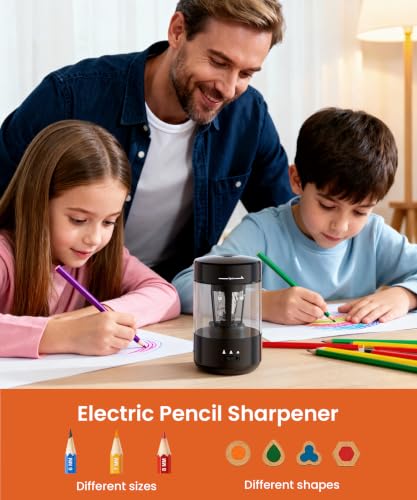 Detalle de Prolixity Electric Pencil Sharpener for Classroom, Fully Automatic (Black)