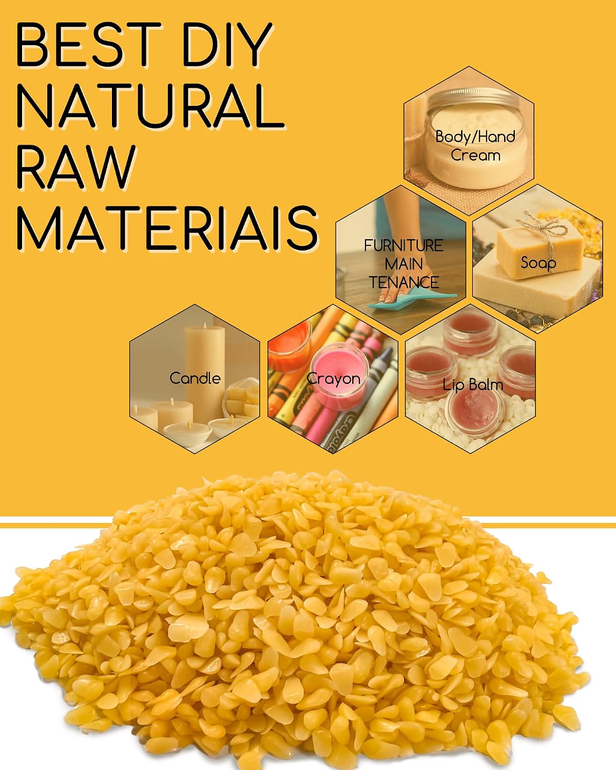 Detalle de TRINIDa Beeswax Pellets, 2LB Yellow Wax for Candles and DIY Body Care