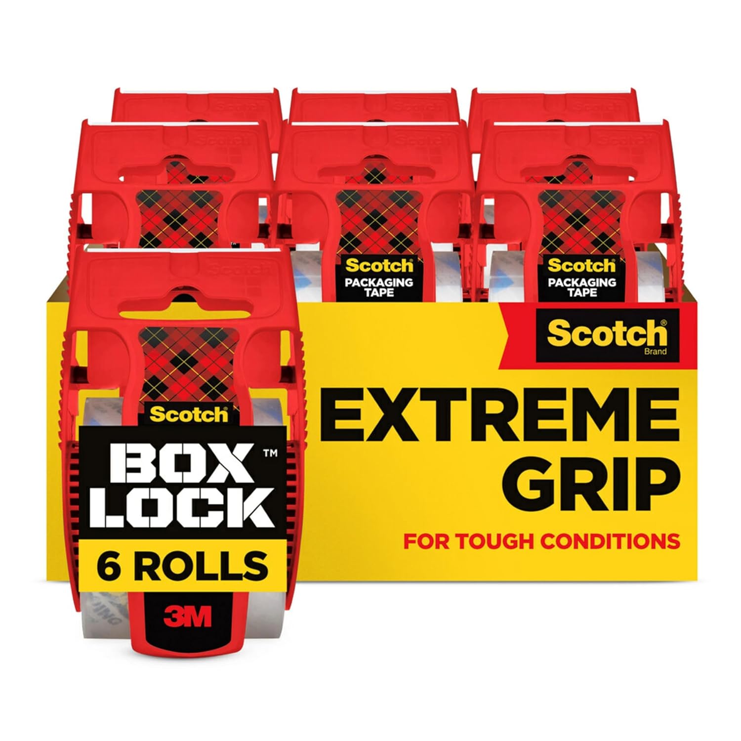 Detalle de Scotch Box Lock Packaging Tape (6 rolls with dispensers) 48 mm x 20.3 m – strong clear parcel tape