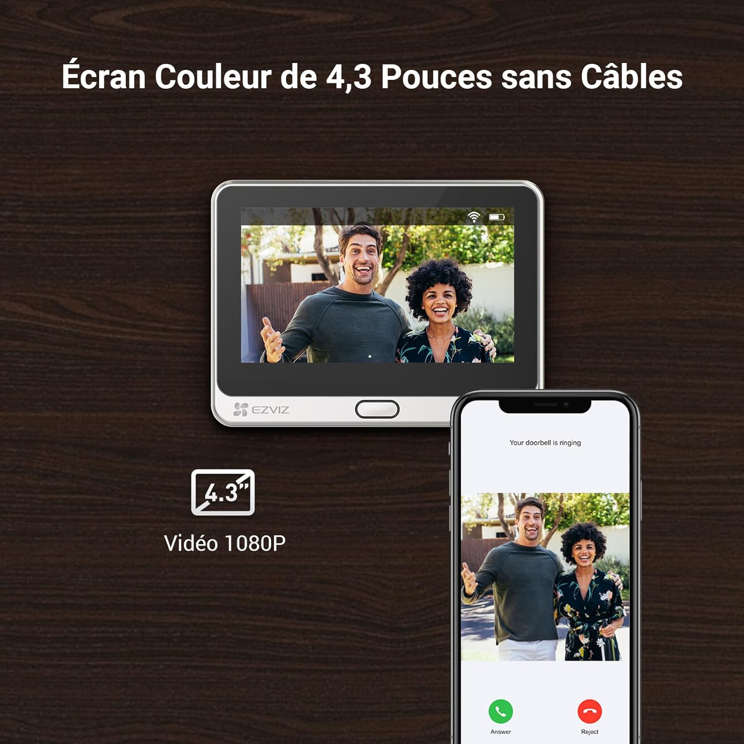 Detalle de EZVIZ DP2C 1080P Visiophone Connecté – Interphone Vidéo avec Écran 4,3'' et Détection PIR