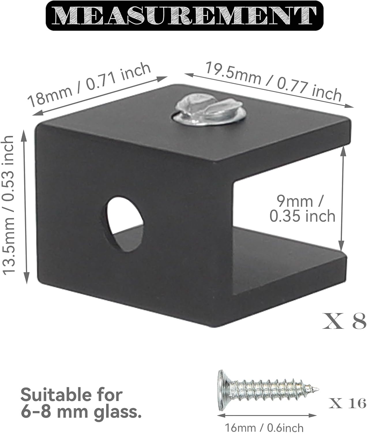 Thumbnail 2 de WANLIAN Adjustable Glass Shelf Brackets, Aluminium Alloy