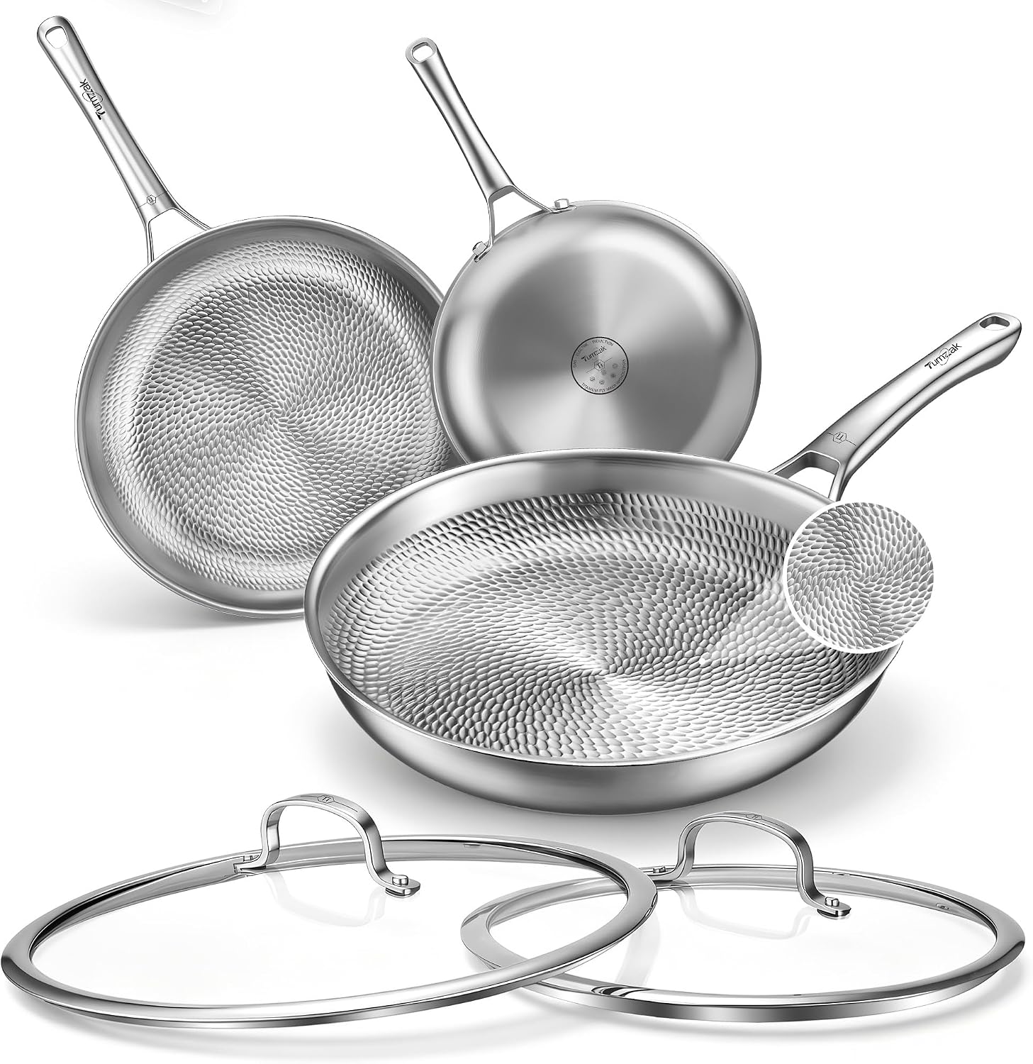 Detalle de Tumzak Titanium Frying Pans, 8+10+12-Inch Set
