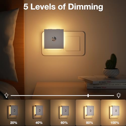Detalle de Feliigo Luce Notturna Bambini 2PCS: Luci Notturne da presa, Dimmerabile e con Sensore di Movimento