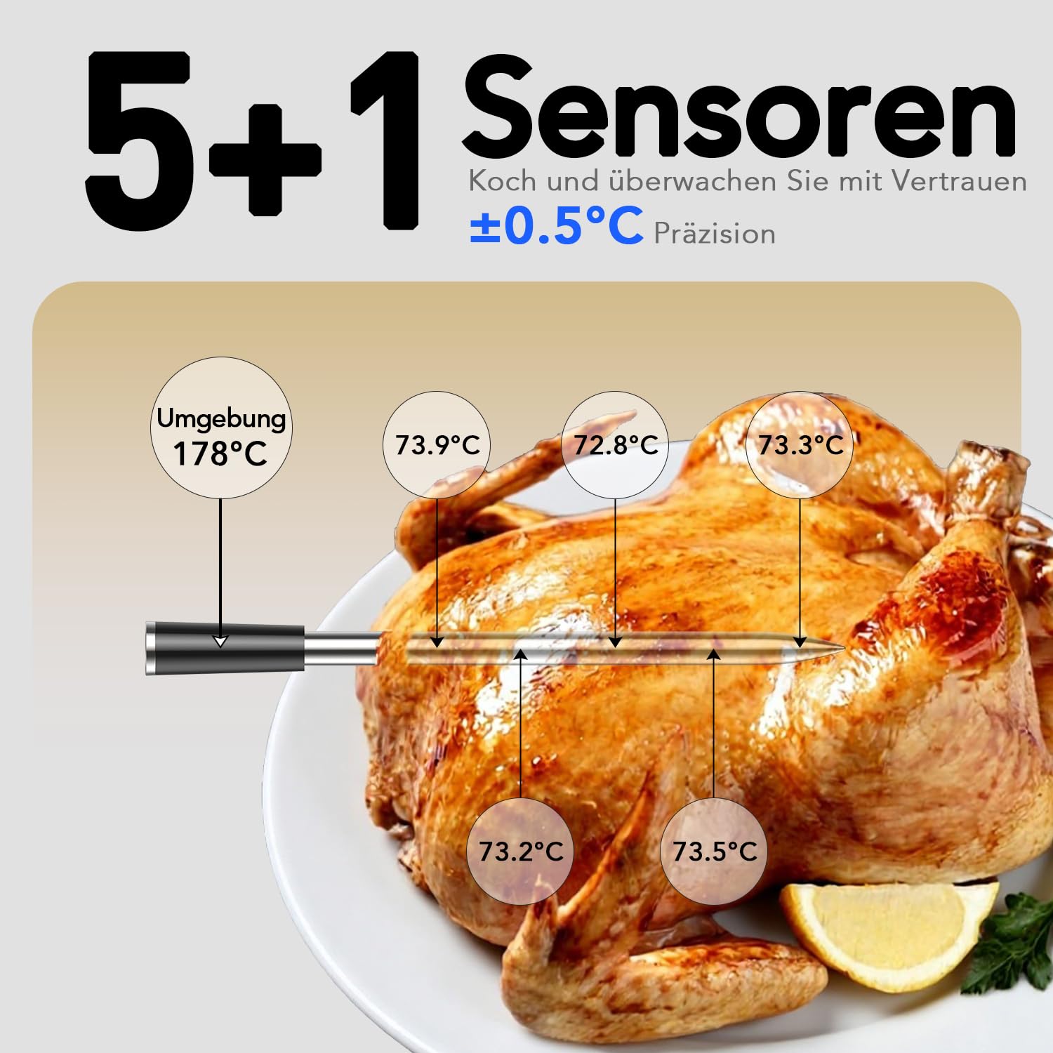 Detalle 2 de BFOUR WiFi Fleischthermometer mit ±0,5 °C