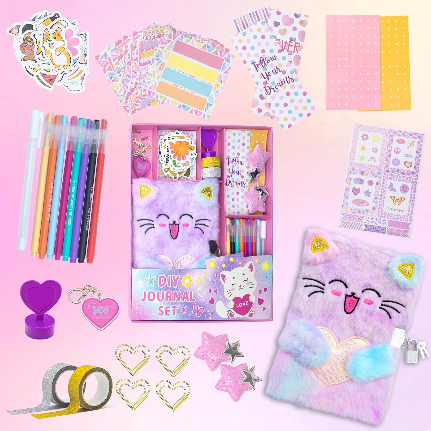 Detalle 2 de HoomTop Lockable DIY Cat Journal Kit for Girls Aged 6–14