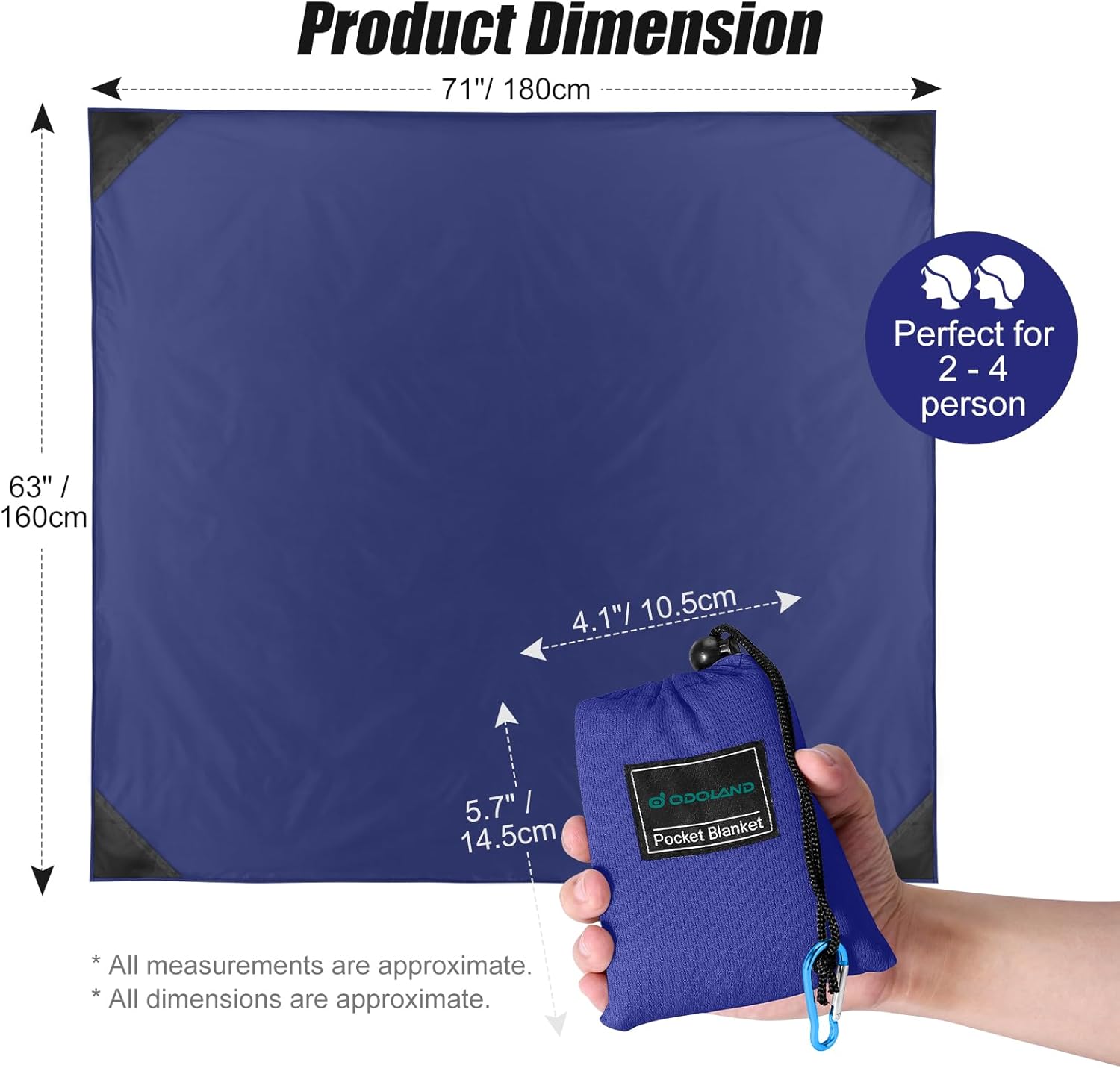 Thumbnail 3 de Odoland Hiking Blanket 180 x 160 cm: a practical waterproof, sandproof ground sheet for 2–4 people