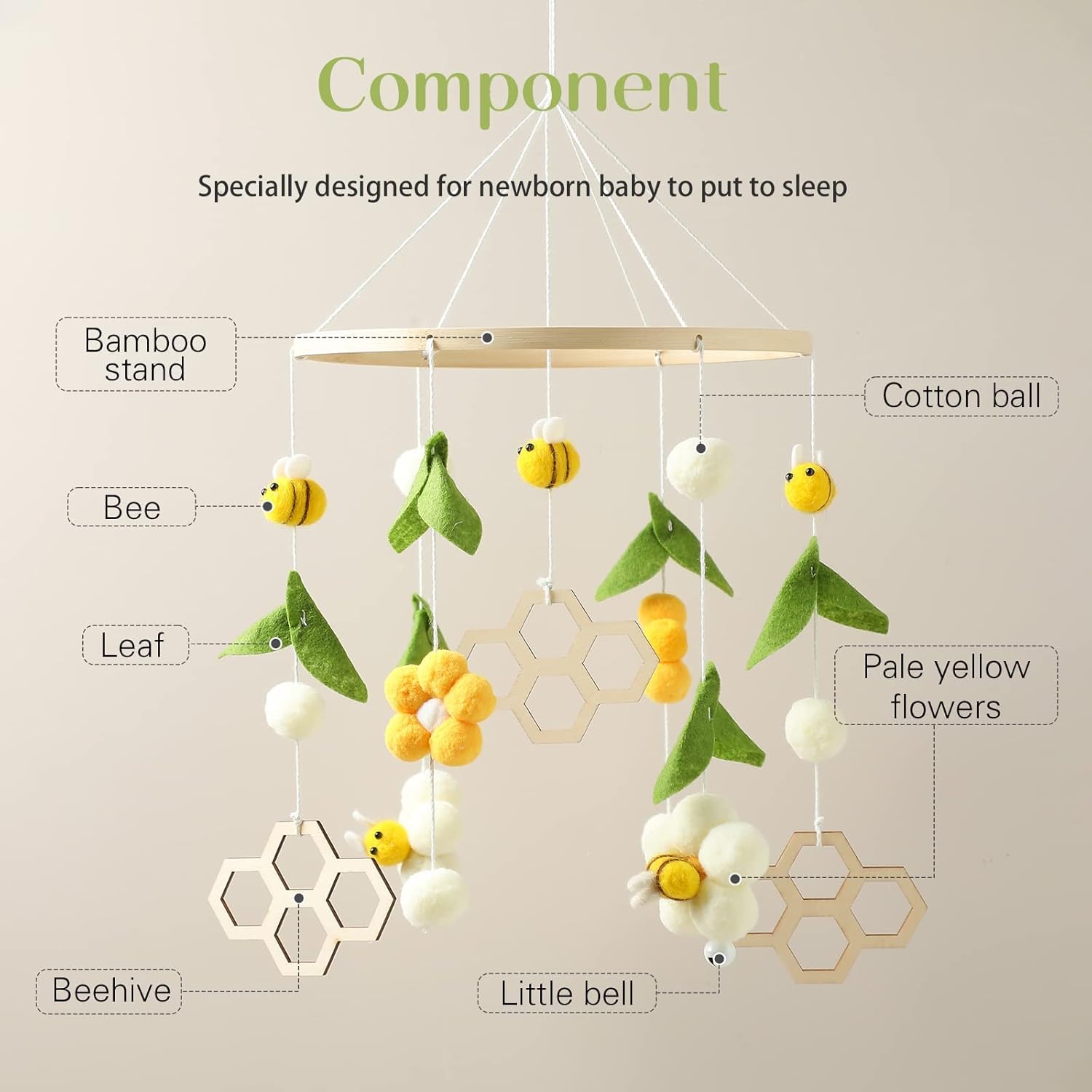 Thumbnail 3 de Mobile Baby Windspiele mit bunten Safari-Motiven – Bettglocke aus Filz & Naturholz für Kinderzimmer-Deko