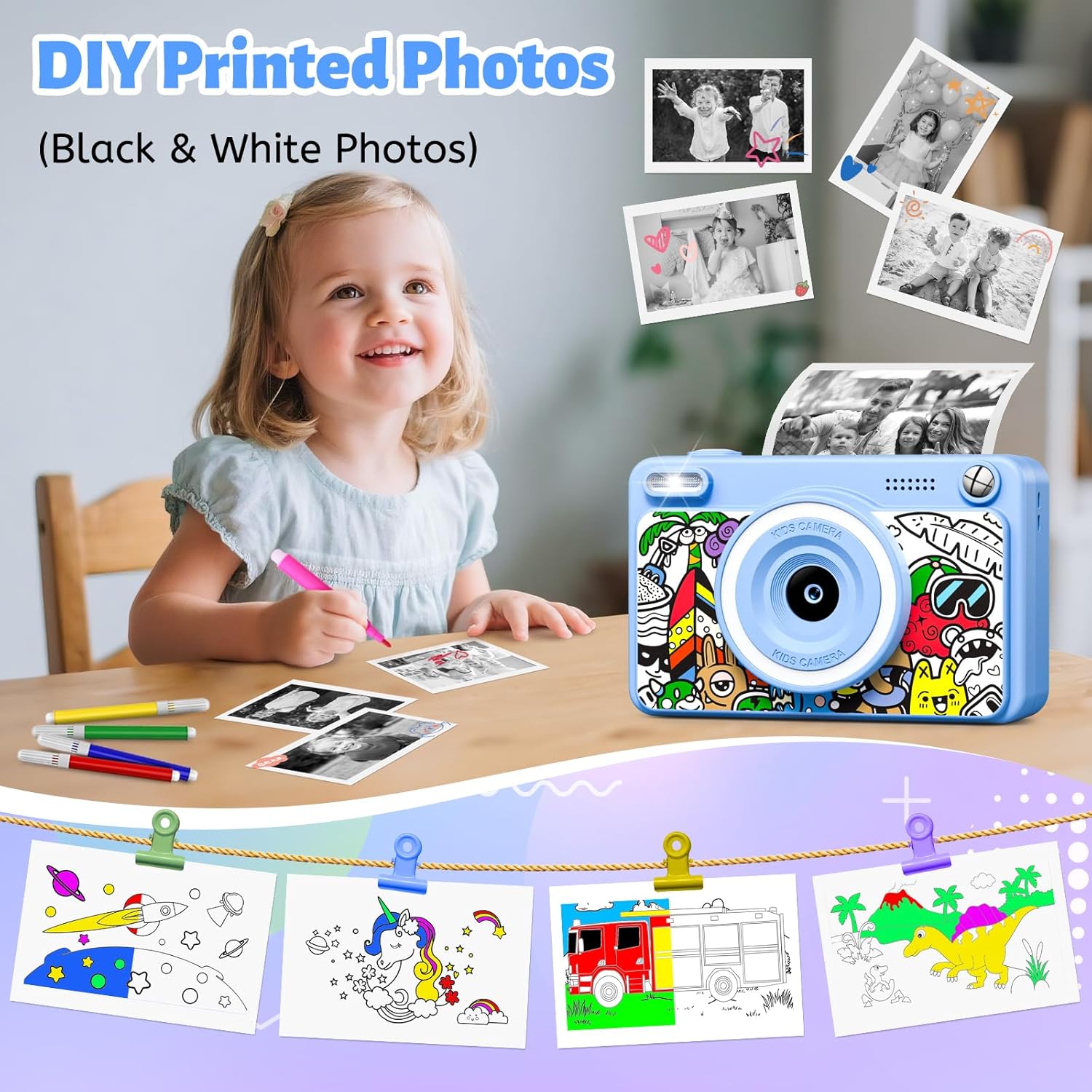 Thumbnail 5 de Kids Instant Print Camera 1080P 5 rolls