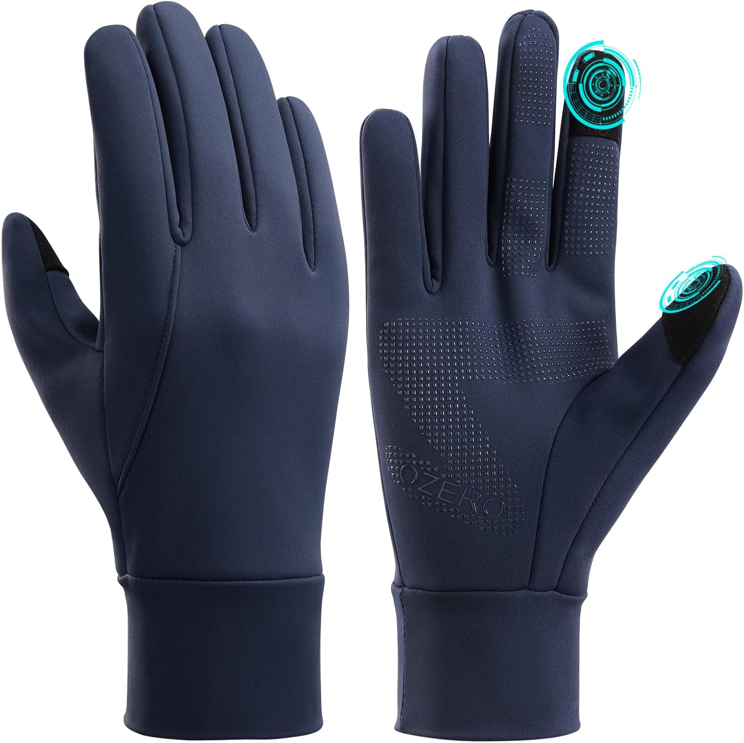 Detalle de OZERO Men’s Touchscreen Winter Gloves, Lightweight Fleece-Lined with Silicone Grip