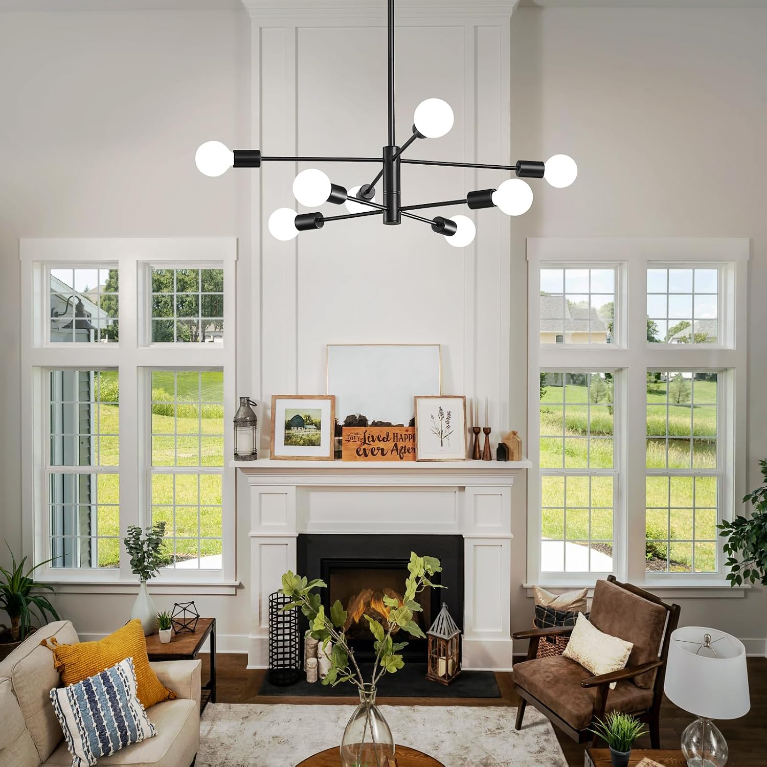 Thumbnail 6 de KAISITE KST-8006PL-8BK-US 8-Light Sputnik Chandelier, Adjustable Height