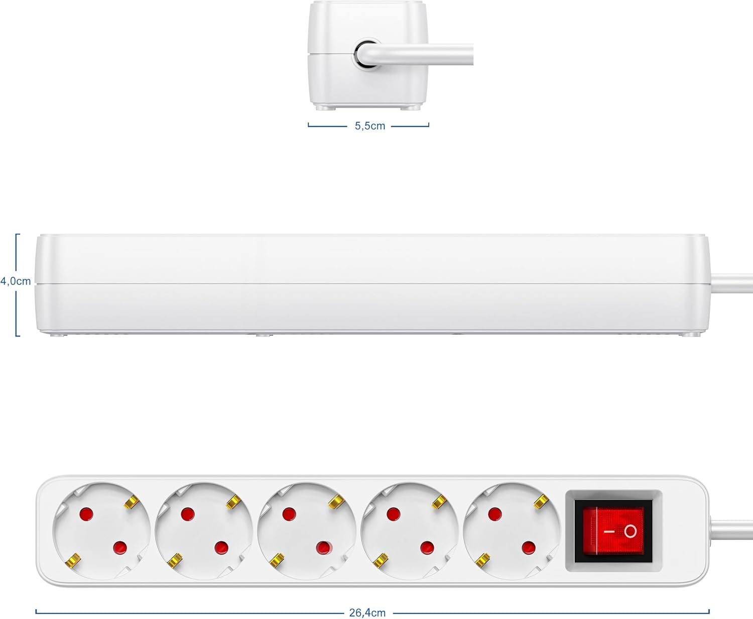 Thumbnail 2 de Realmade 5-fach Steckdosenleiste mit Save Energy-Schalter, 5 m Kabel, weiß